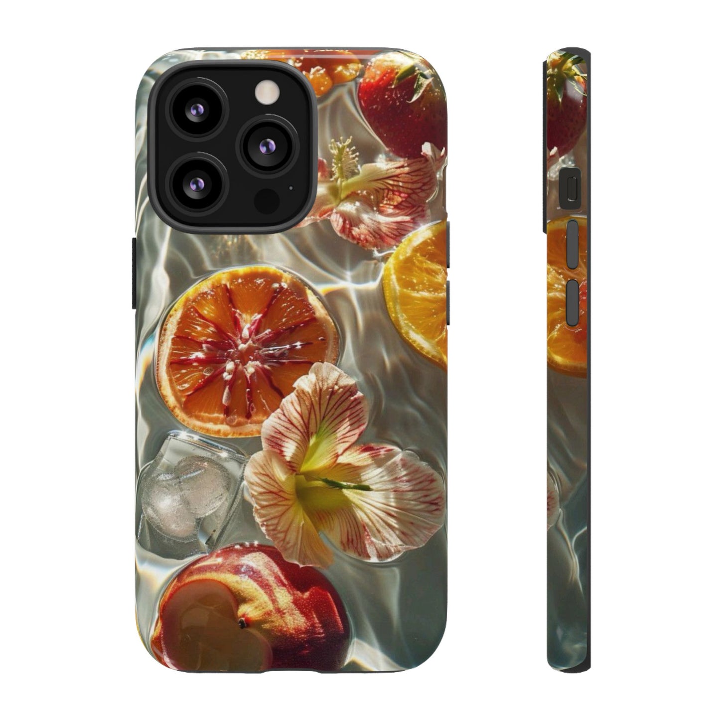 Citrus & Hibiscus Protective Phone Case – Summer Fruit Water Print Tough Case