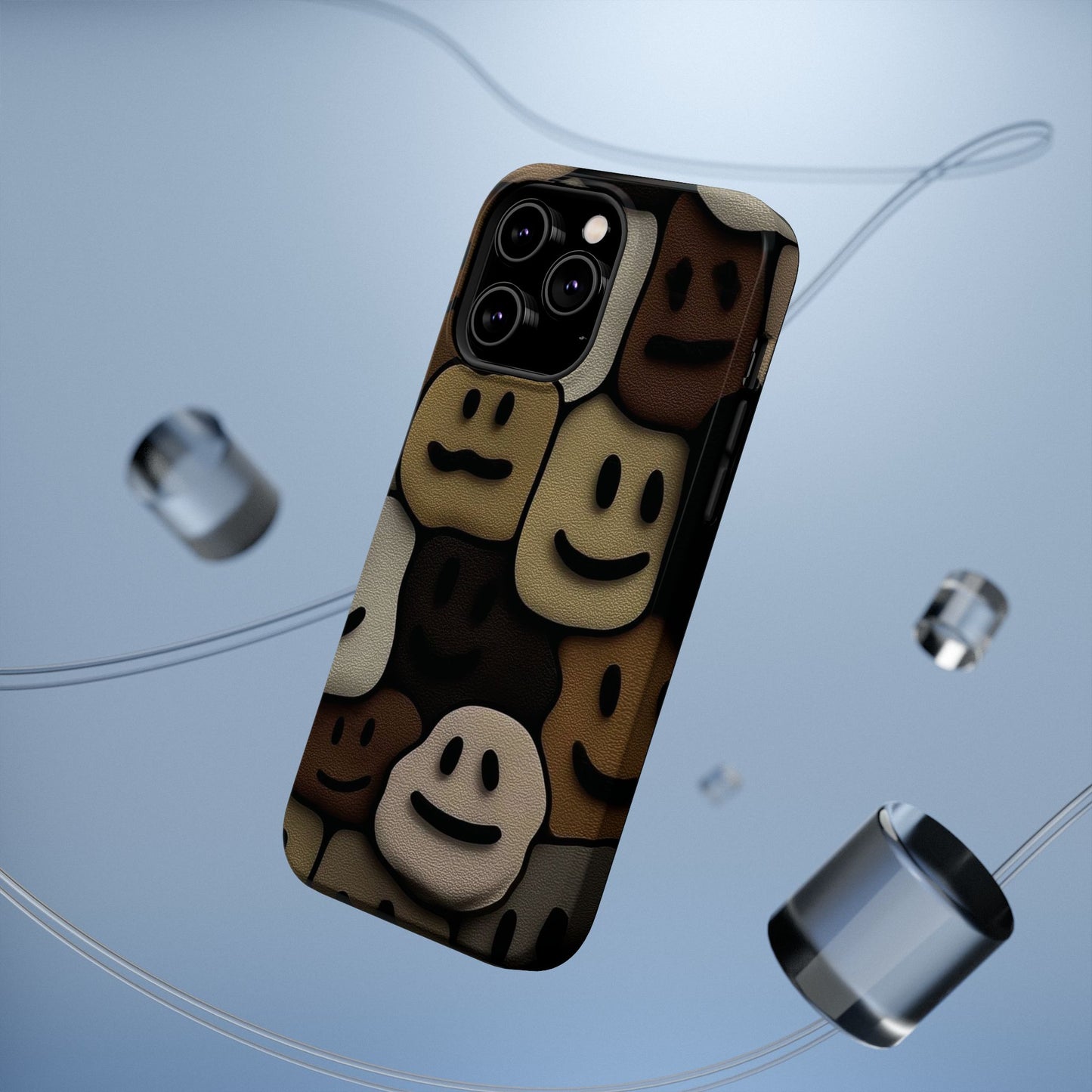Magnetic Impact-Resistant Case — Brown Smiley Tile Phone Cover
