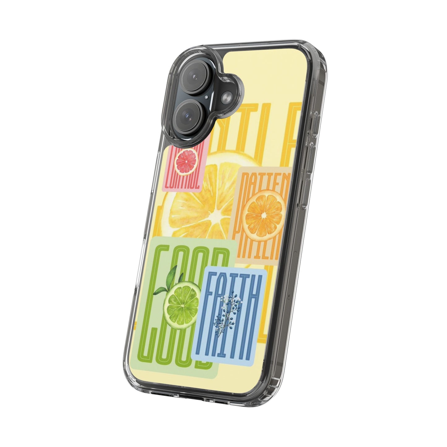 Clear Phone Case — Citrus Fruit Typography "Good Faith" Design