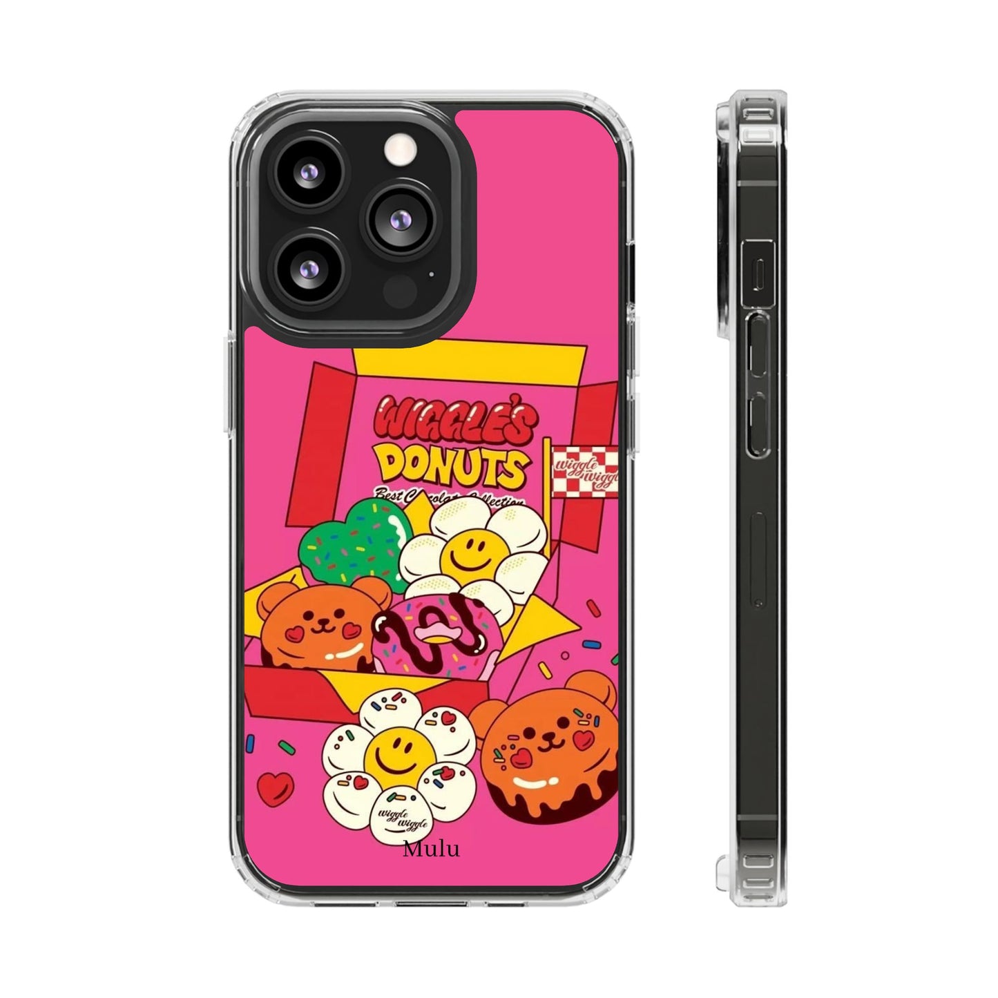 Donut Box Cute Phone Case — Clear Impact‑Resistant iPhone Cover with Smiling Donuts