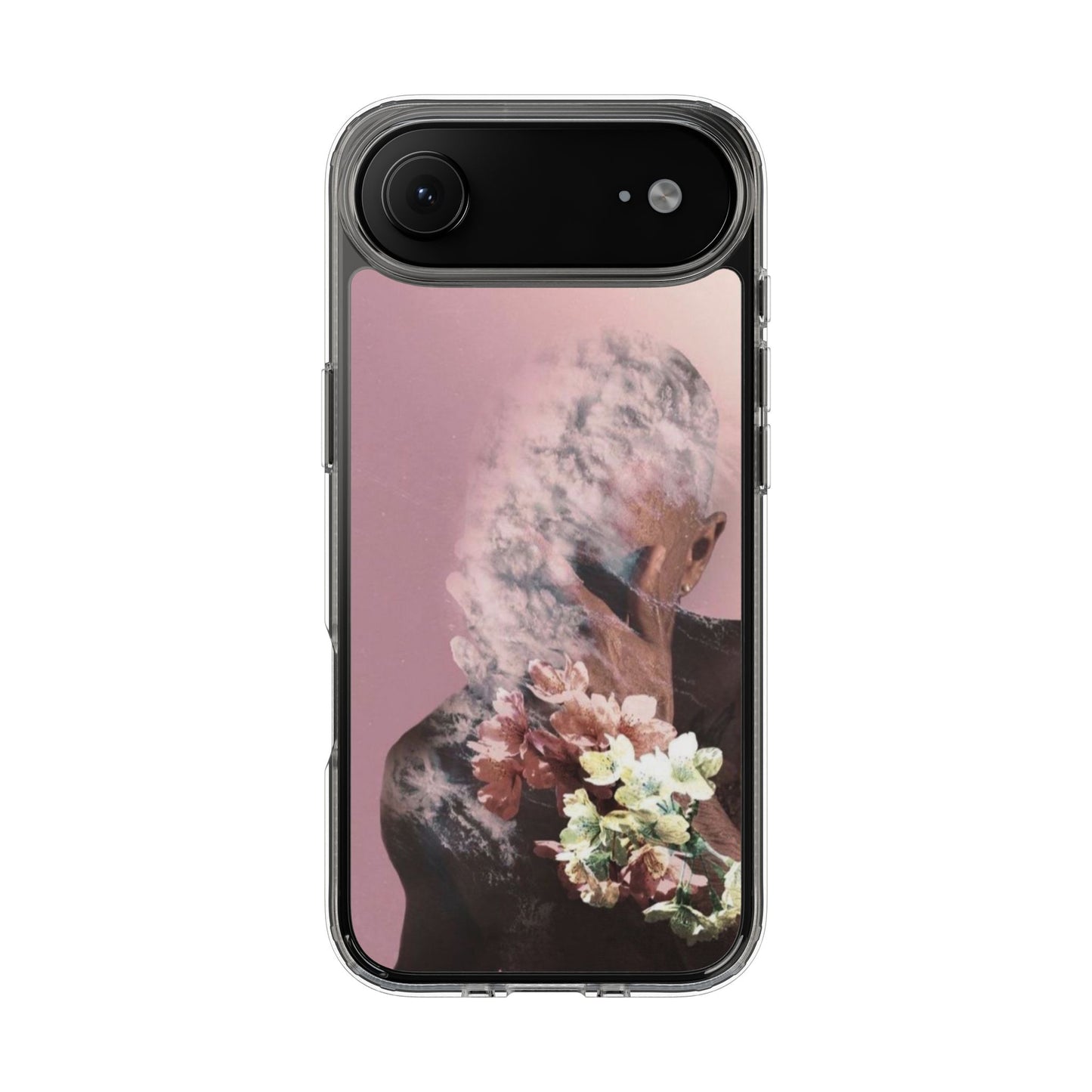 Clear Phone Case — Pink Floral Smoke Art iPhone Case