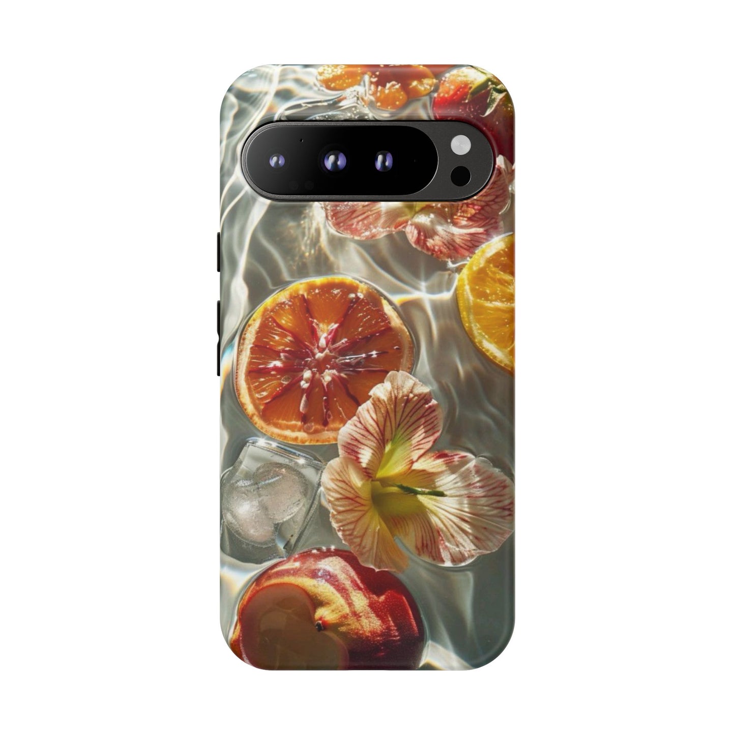 Citrus & Hibiscus Protective Phone Case – Summer Fruit Water Print Tough Case