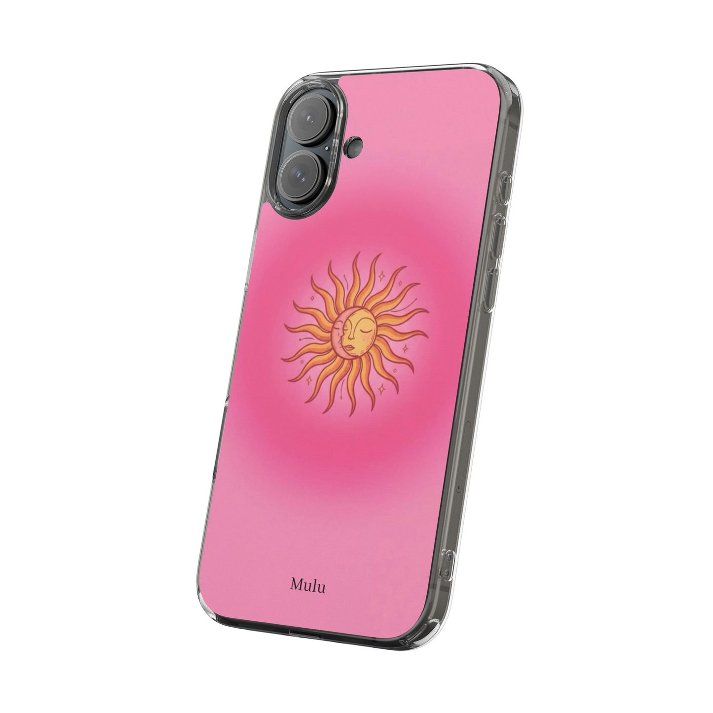 Pink Sun Phone Case — Radiant Sunburst Impact-Resistant Clear Case