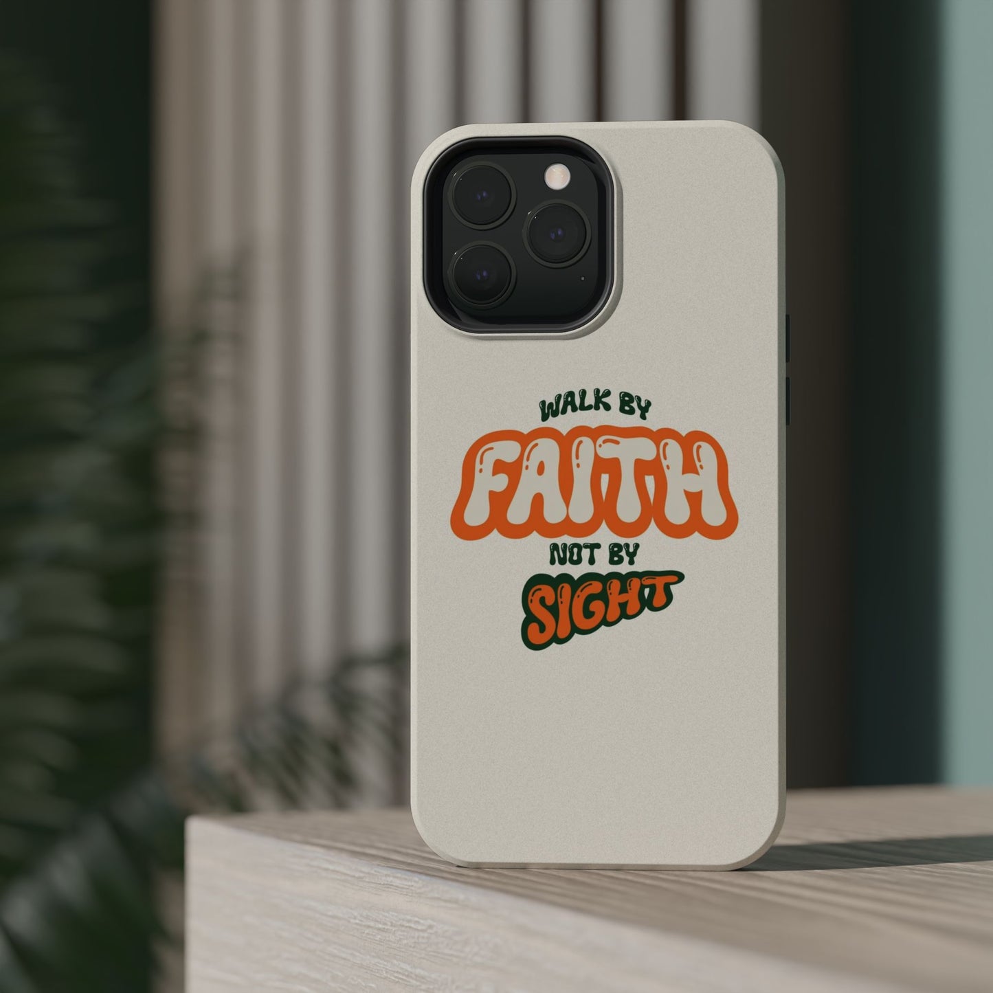 Magnetic Impact-Resistant Case — "Walk by Faith Not by Sight" Inspirational Phone Cover