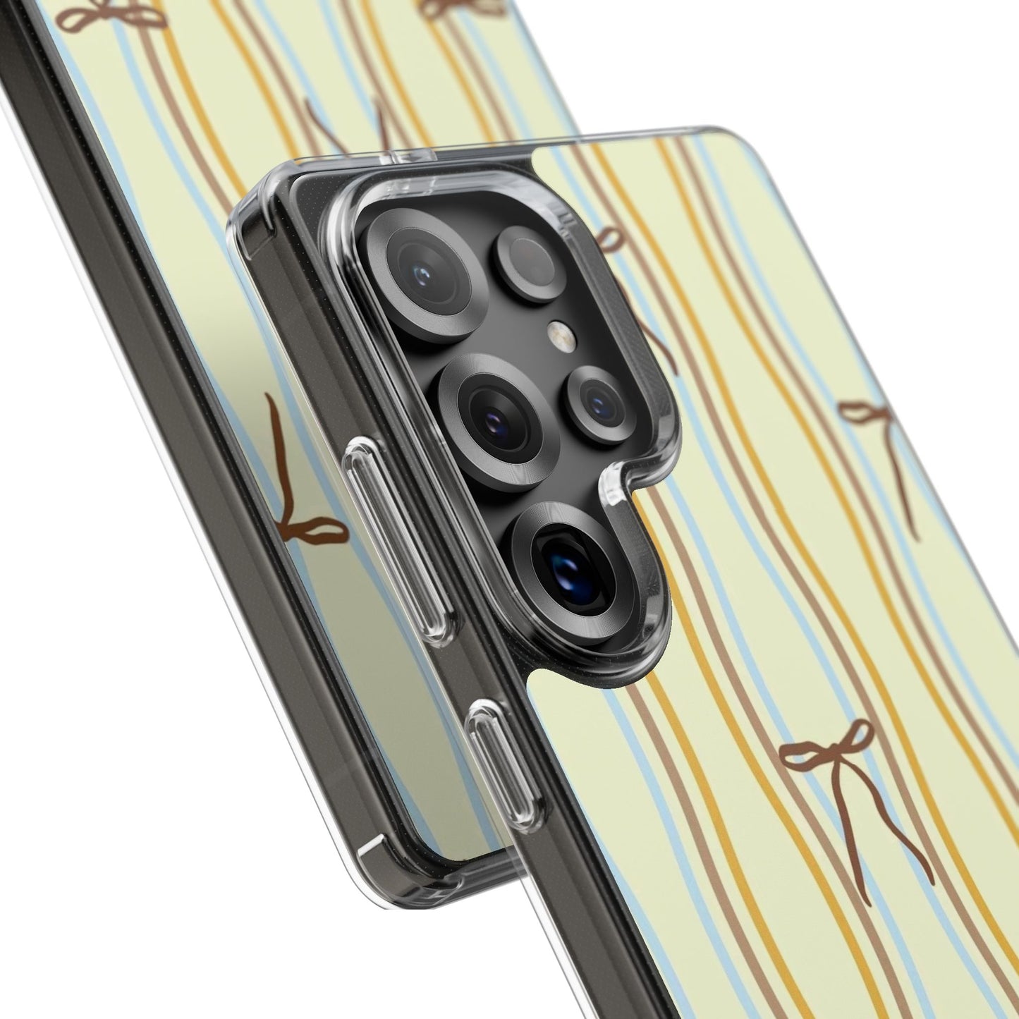 Ballet Ribbon Stripe Clear Impact Phone Case — Pastel Yellow Protective Cover