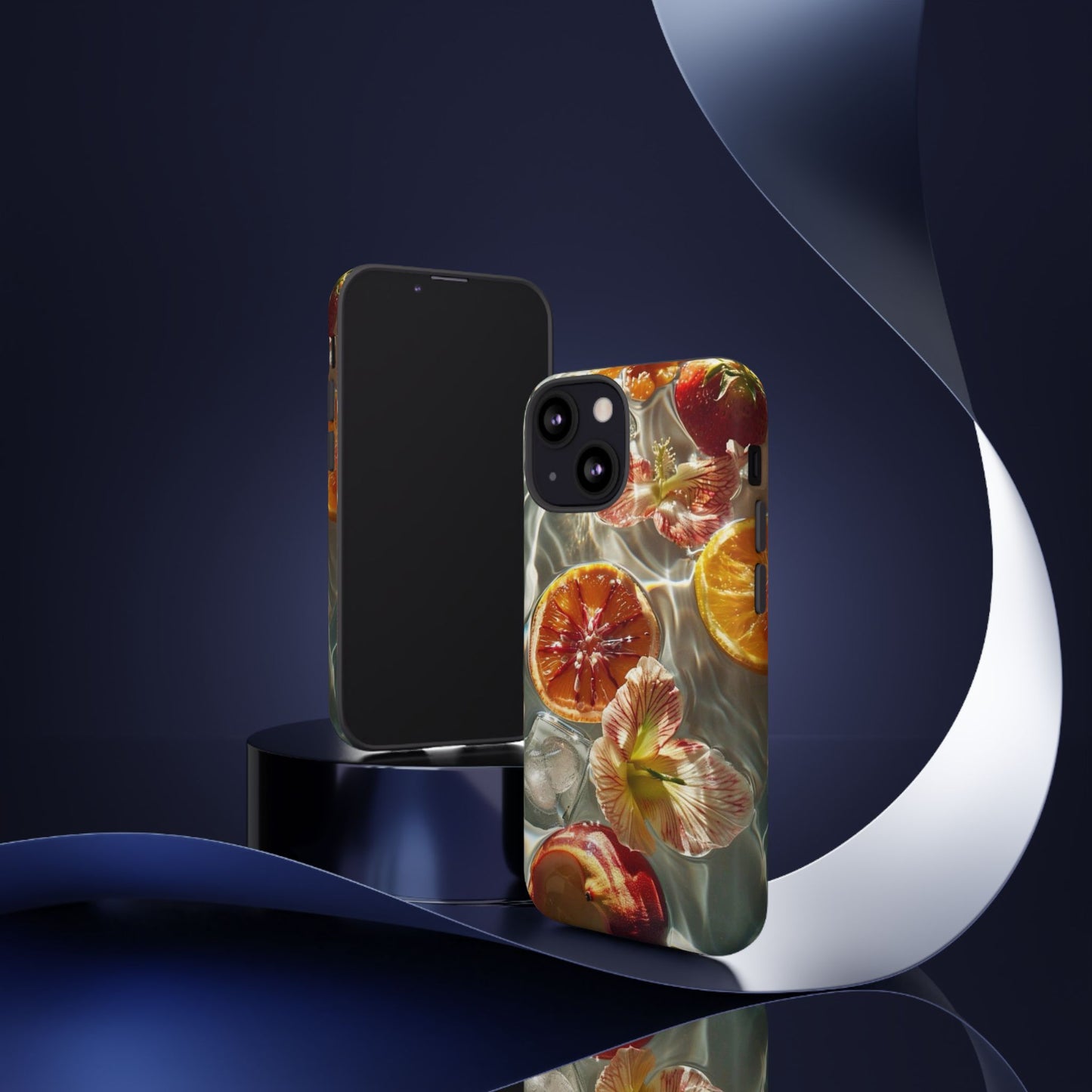 Citrus & Hibiscus Protective Phone Case – Summer Fruit Water Print Tough Case