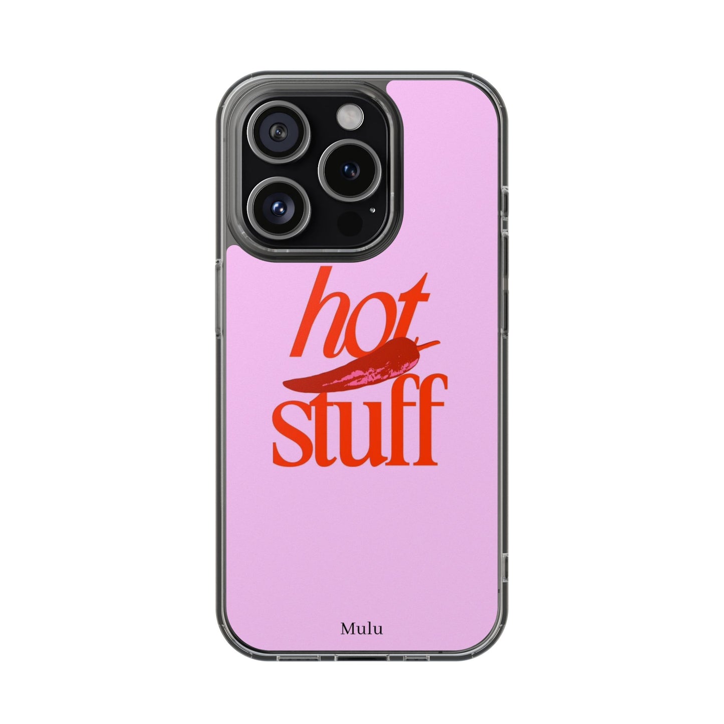 Hot Stuff Clear Impact Phone Case — Pink Retro Typography iPhone Cover