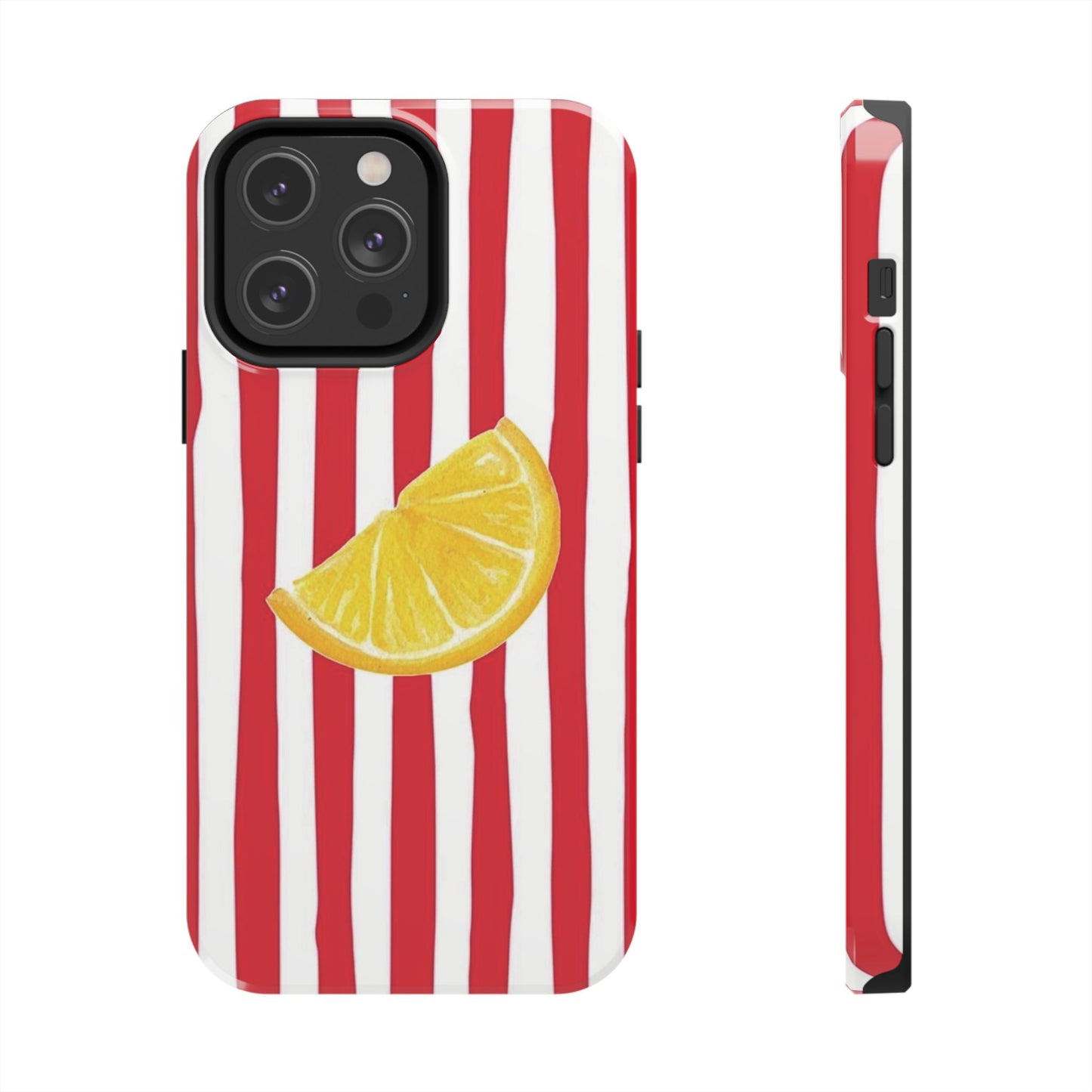 Lemon Slice Red & White Stripe Tough Phone Case