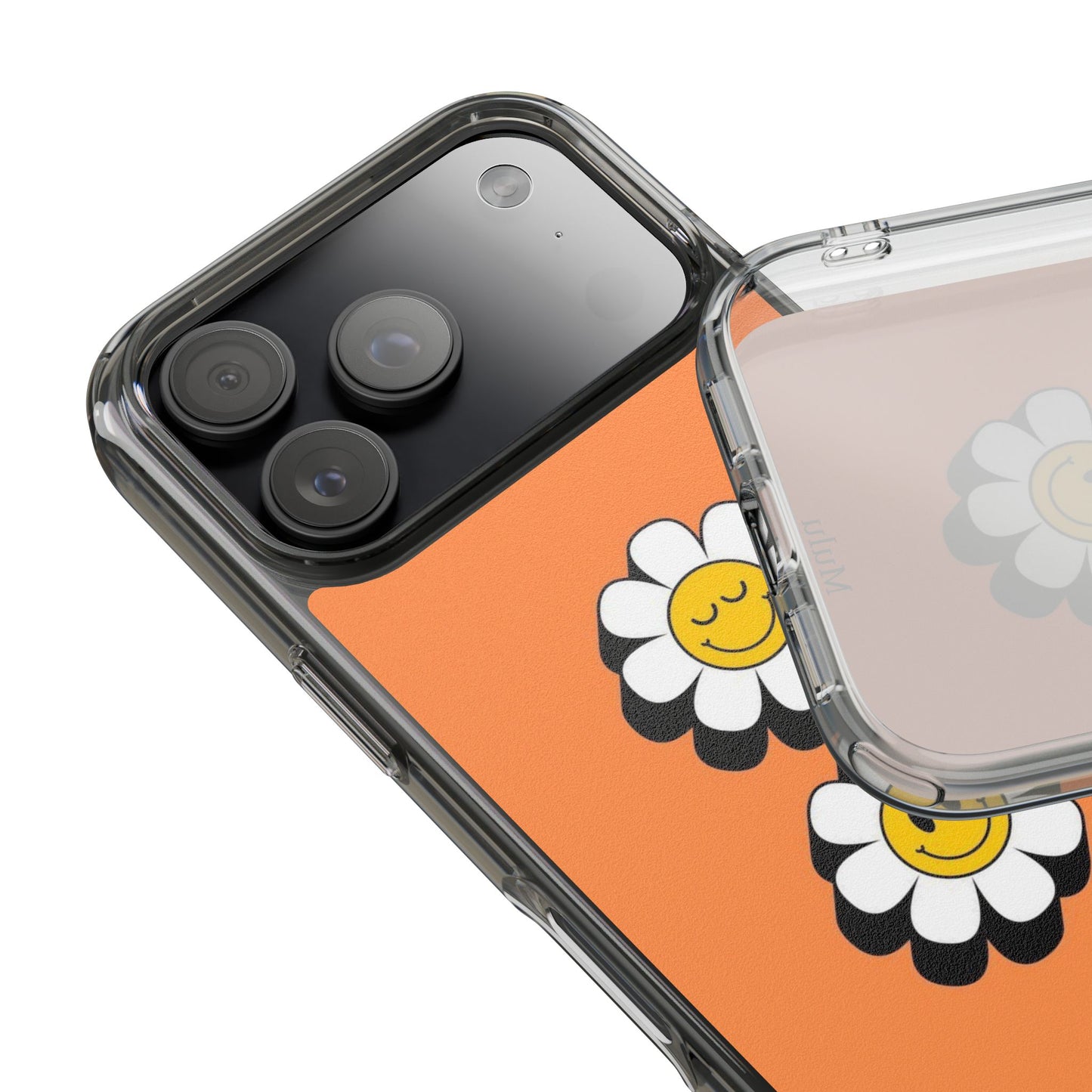 Phone Case — Orange Smiley Daisy Clear Impact‑Resistant Case