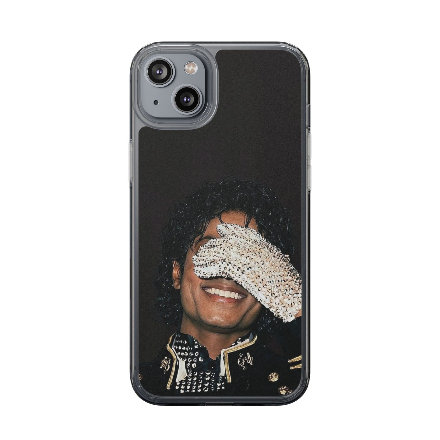 Michael Jackson Smiling Portrait Clear Phone Case — Retro Pop Icon Design