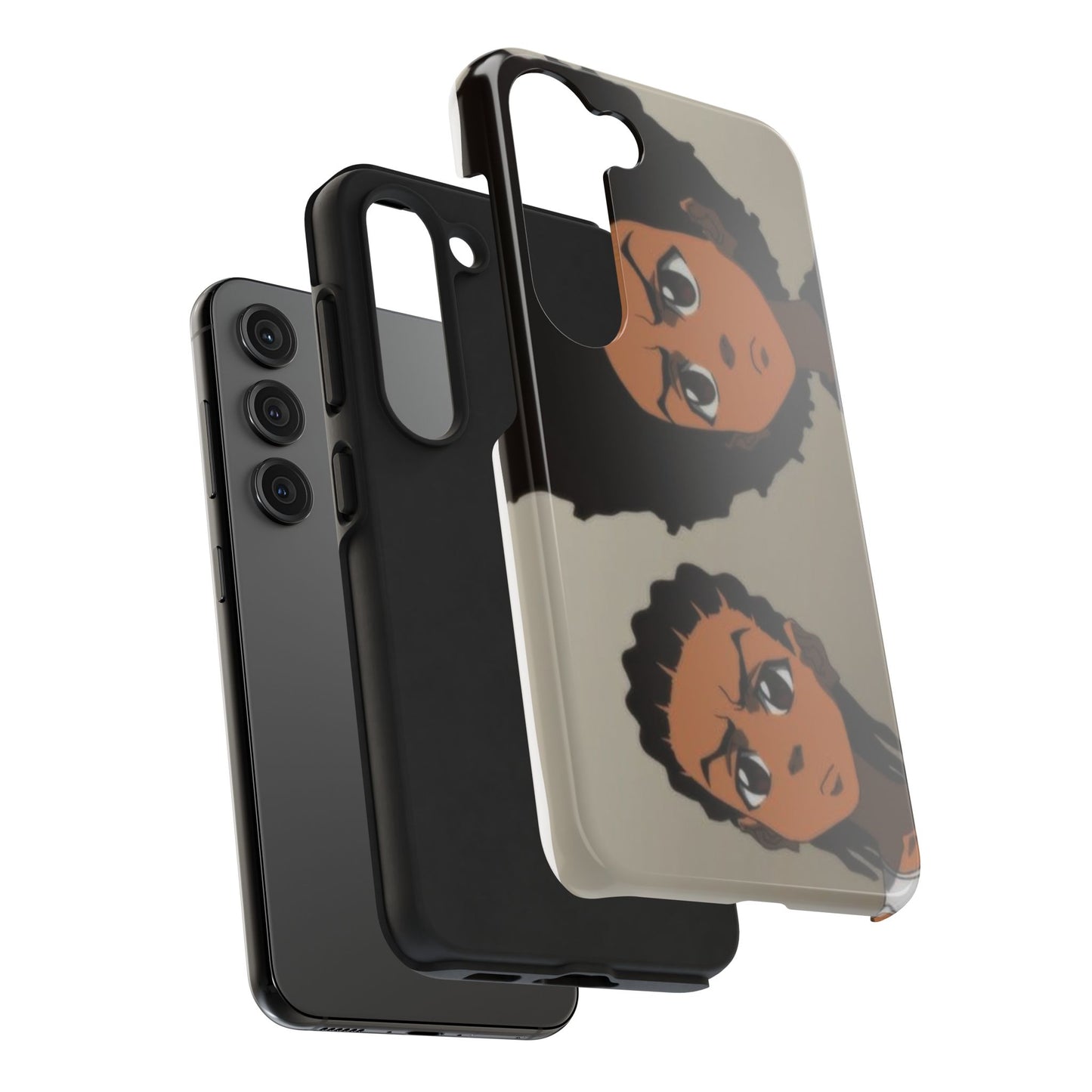 Tough Phone Case — Afro Anime Duo Face Design, Protective Shockproof Cover