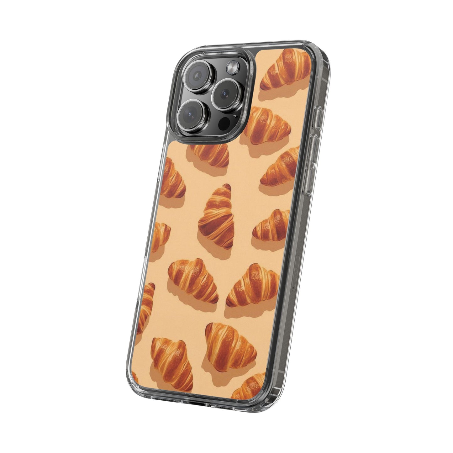 Croissant Pattern Clear Phone Case — Bakery-themed Transparent iPhone Cover