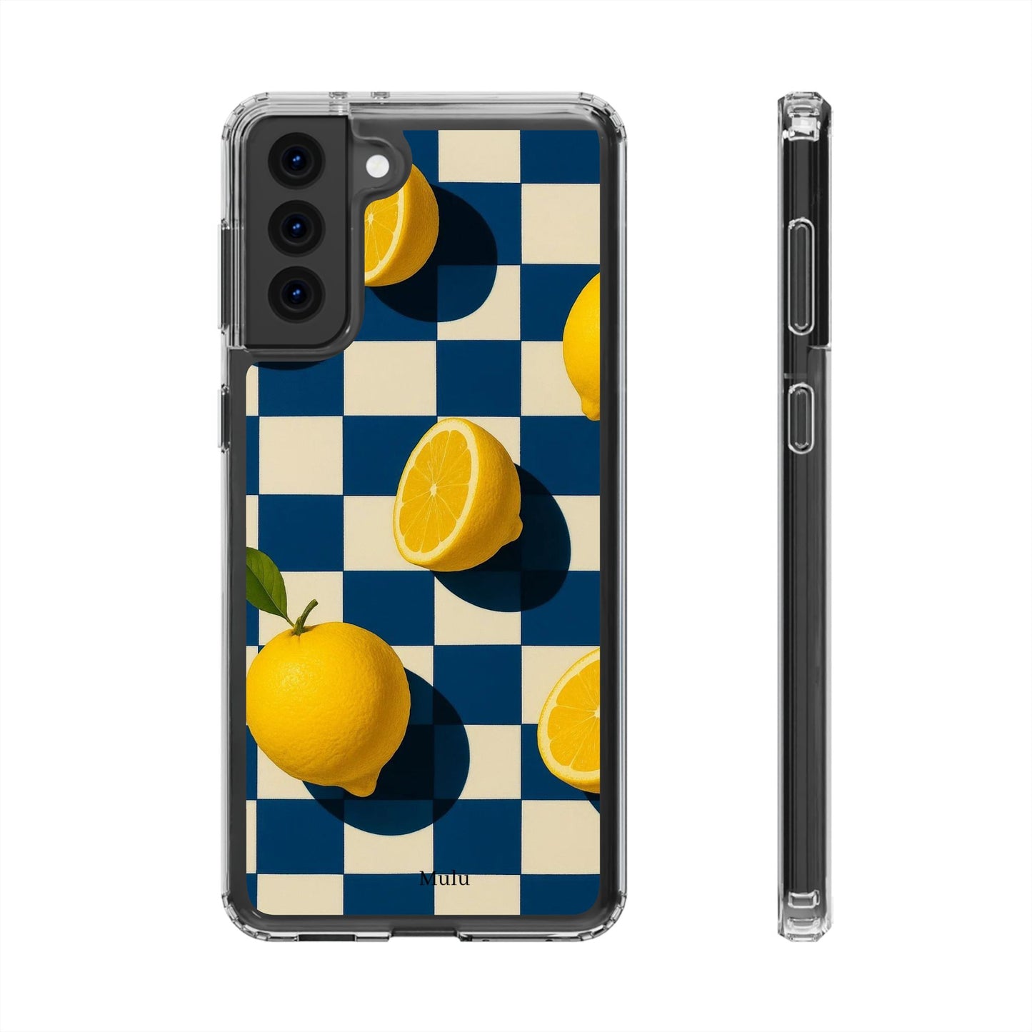 Clear Impact-Resistant Case — Retro Checkered Lemons Phone Case