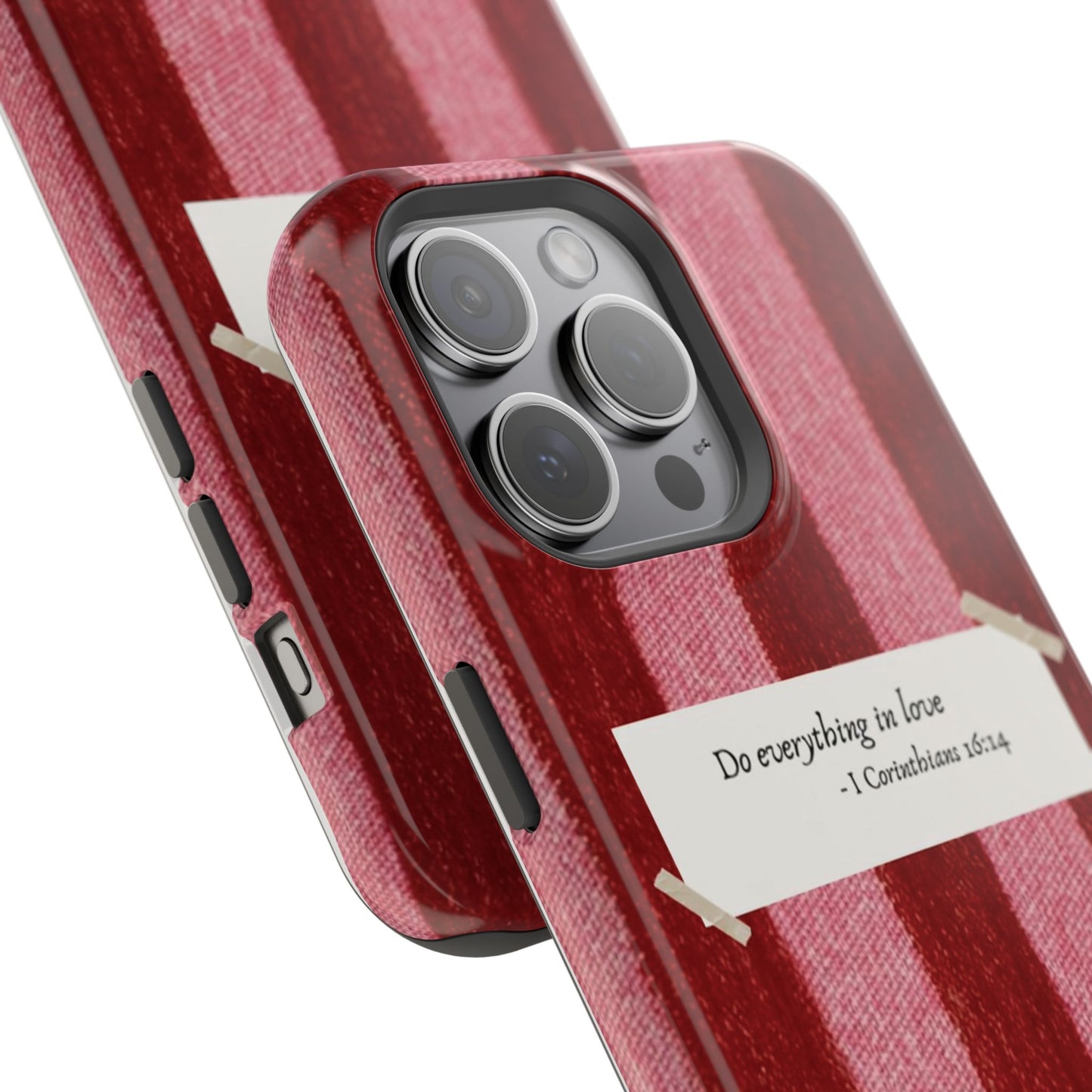 Christian Quote Red Stripe Phone Case — “Do everything in love” Magnetic Impact-Resistant Case