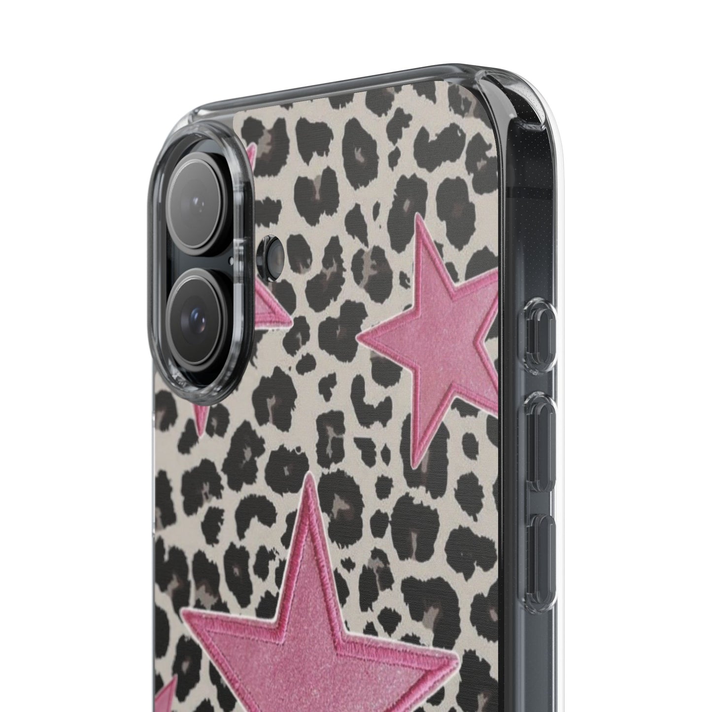 Pink Star Leopard Clear Impact Phone Case