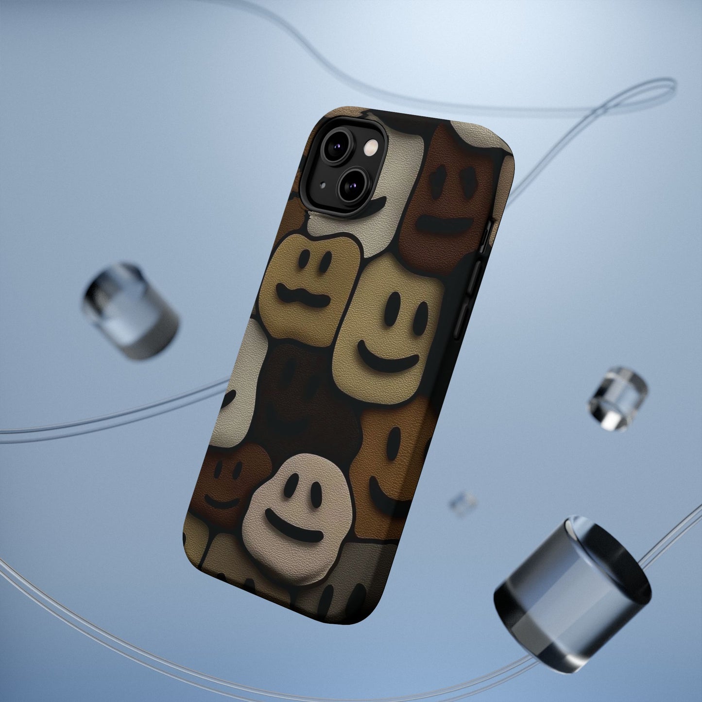 Magnetic Impact-Resistant Case — Brown Smiley Tile Phone Cover