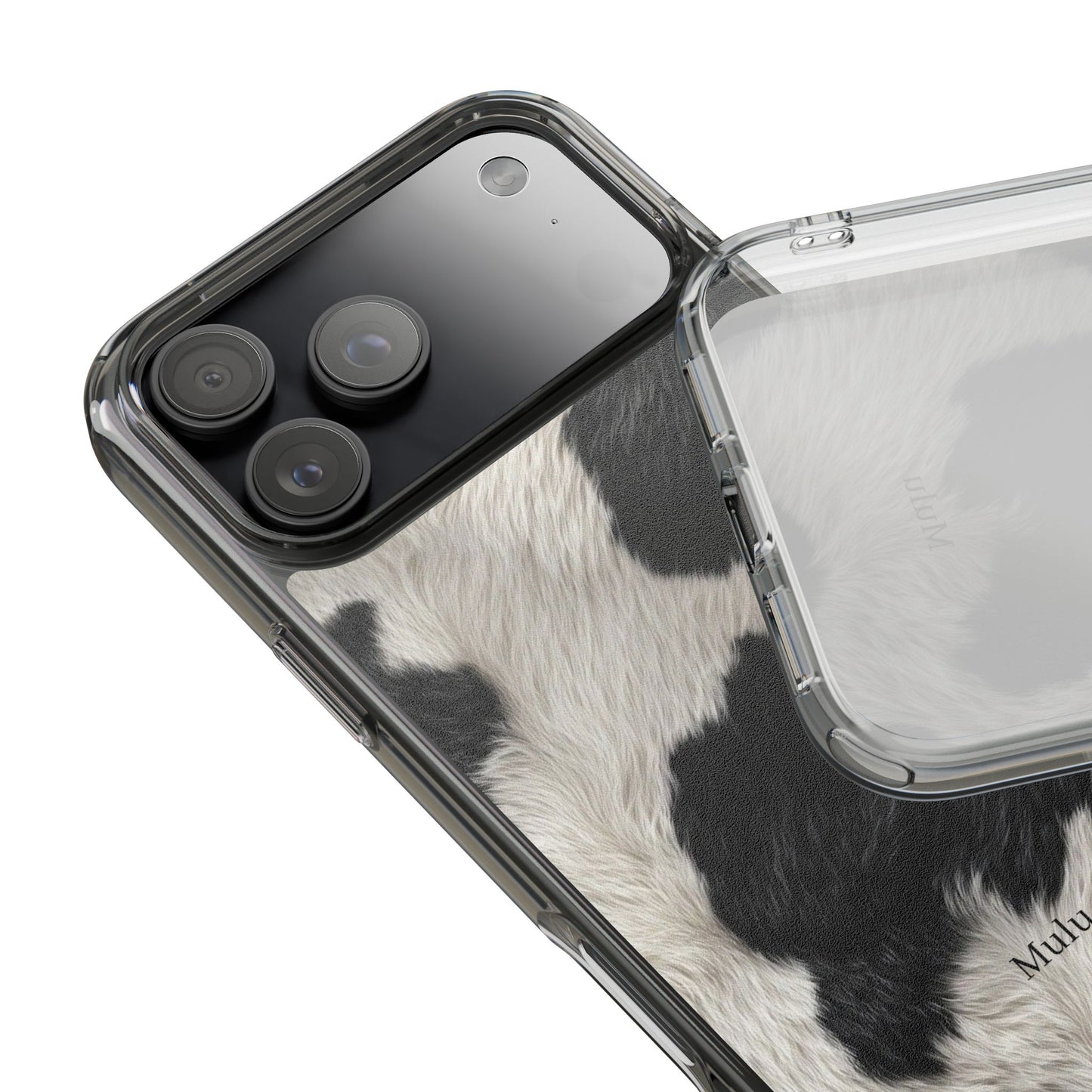 Cow Print Clear Impact Phone Case — Faux Fur Black & White Protection