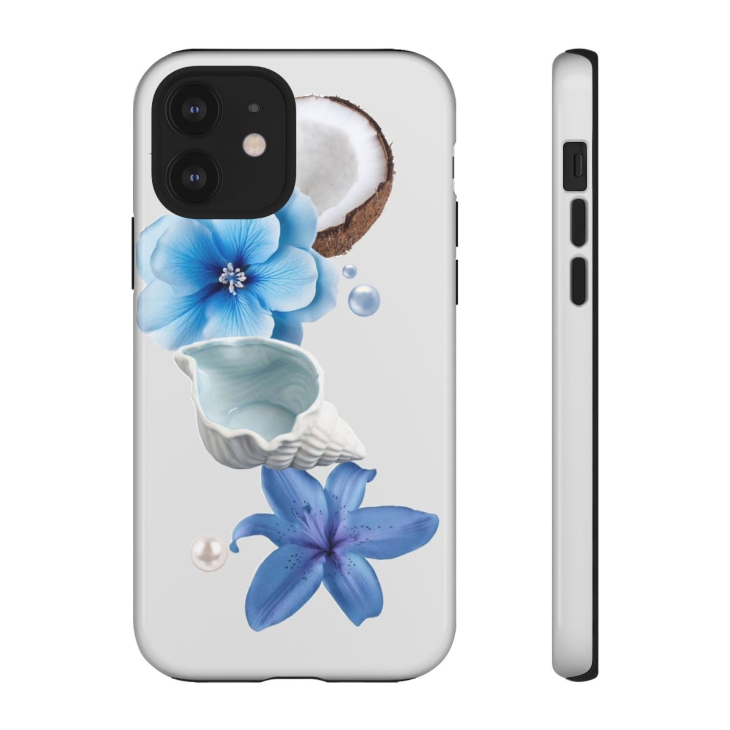 Tropical Blue Floral Phone Case — Coconut, Shell & Starfish Design