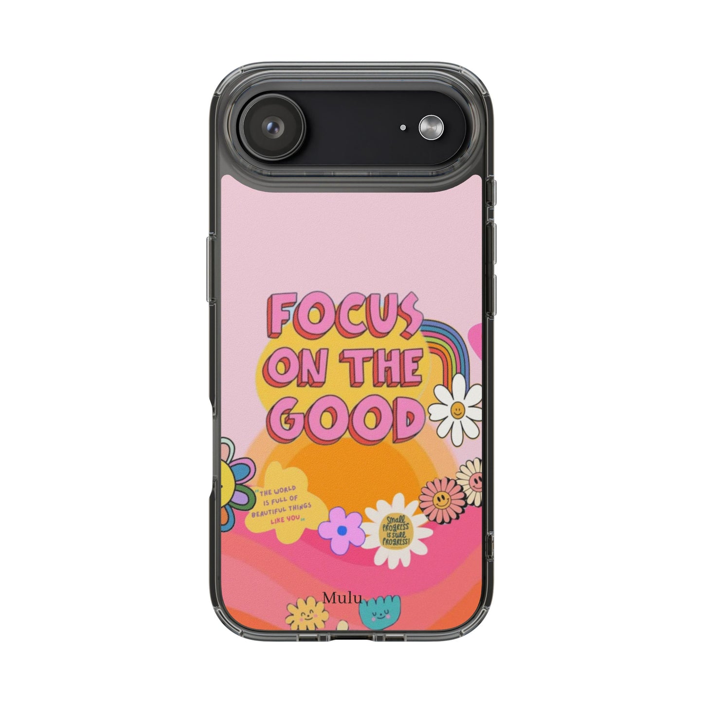 Clear Impact-Resistant Case — "Focus On The Good" Retro Floral Phone Cover