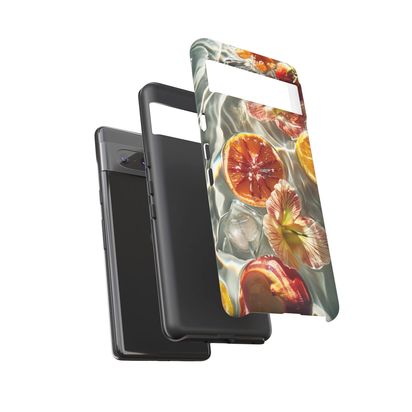 Citrus & Hibiscus Protective Phone Case – Summer Fruit Water Print Tough Case