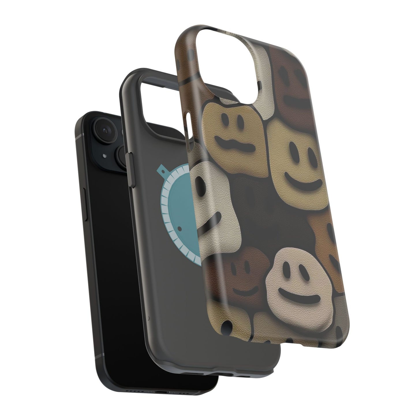 Magnetic Impact-Resistant Case — Brown Smiley Tile Phone Cover
