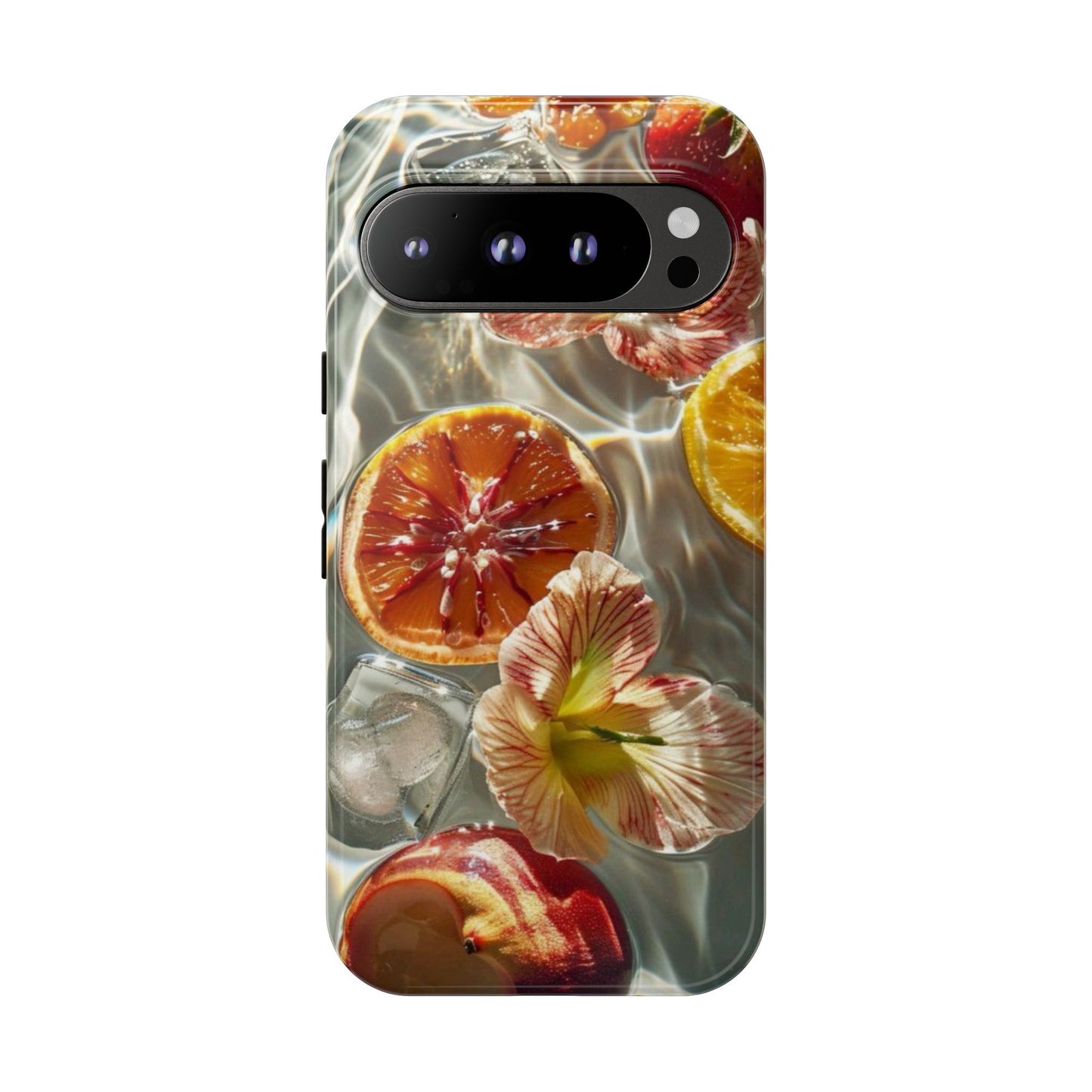 Citrus & Hibiscus Protective Phone Case – Summer Fruit Water Print Tough Case