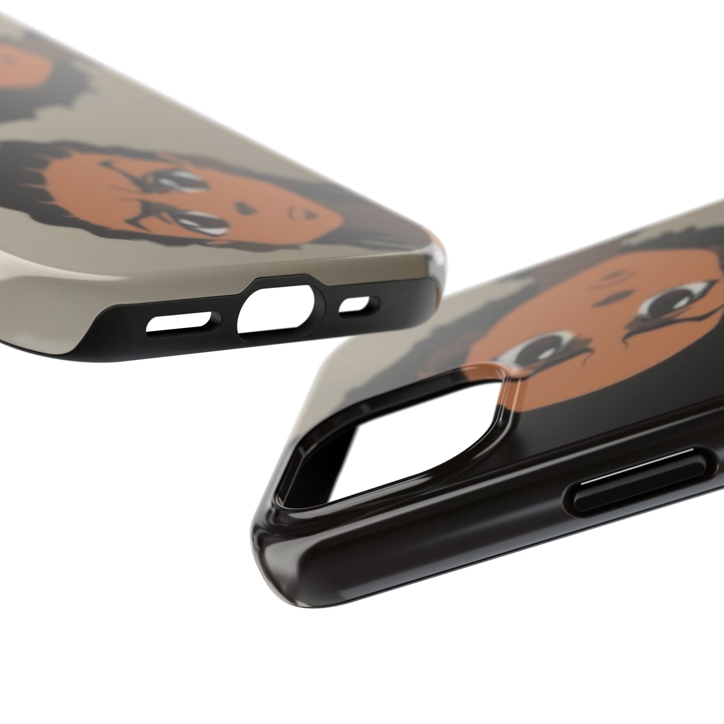 Tough Phone Case — Afro Anime Duo Face Design, Protective Shockproof Cover