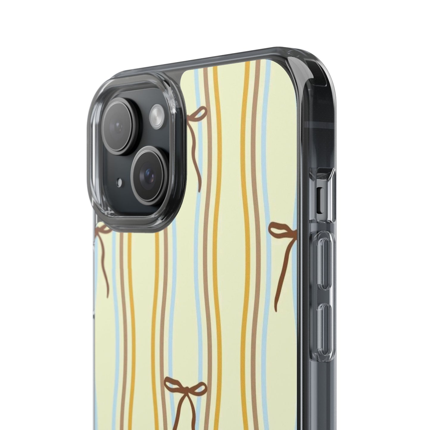 Ballet Ribbon Stripe Clear Impact Phone Case — Pastel Yellow Protective Cover