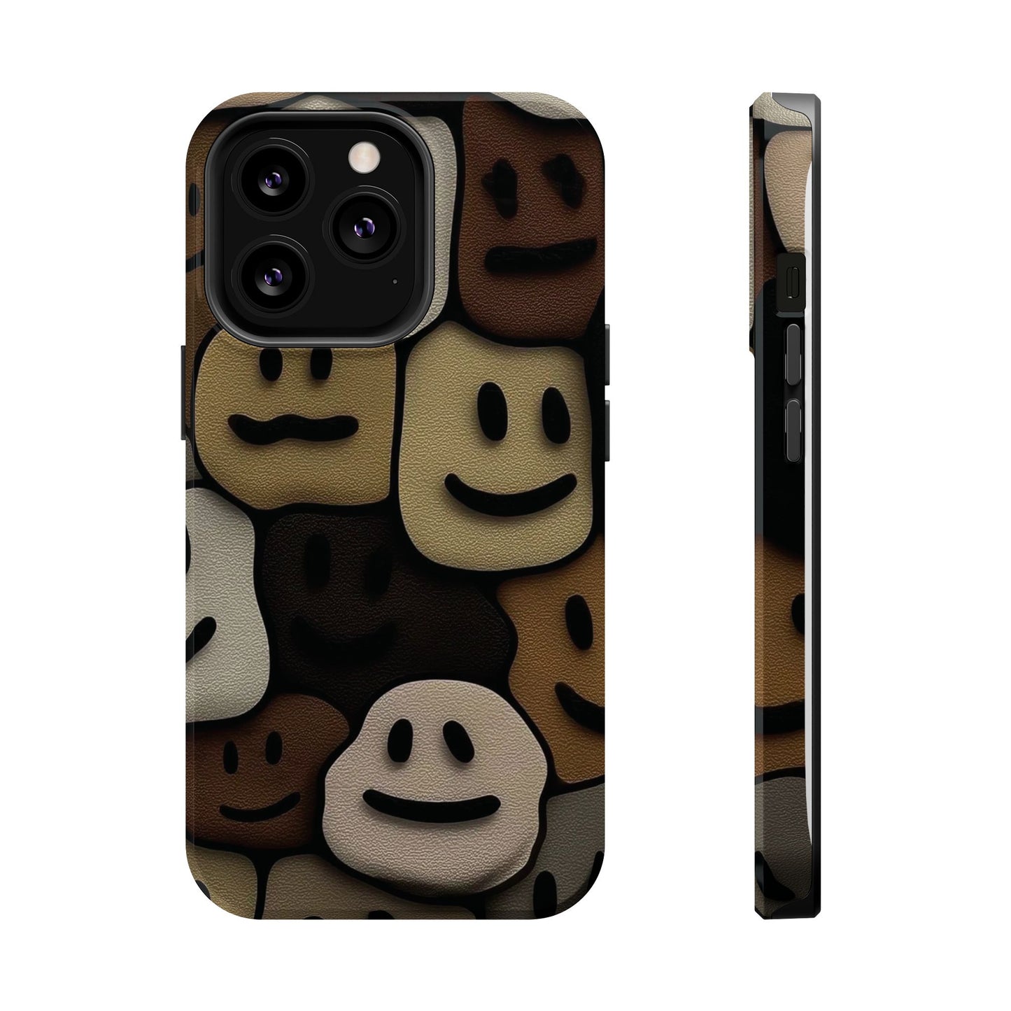 Magnetic Impact-Resistant Case — Brown Smiley Tile Phone Cover