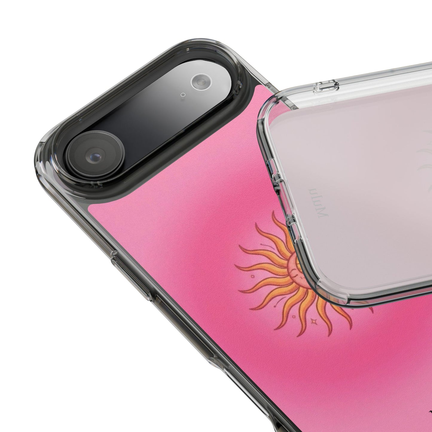 Pink Sun Phone Case — Radiant Sunburst Impact-Resistant Clear Case