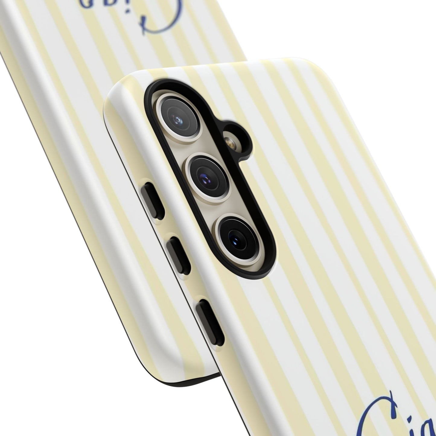 Ciao Bella Phone Case – Striped Elegant Italian Script Protective Cover