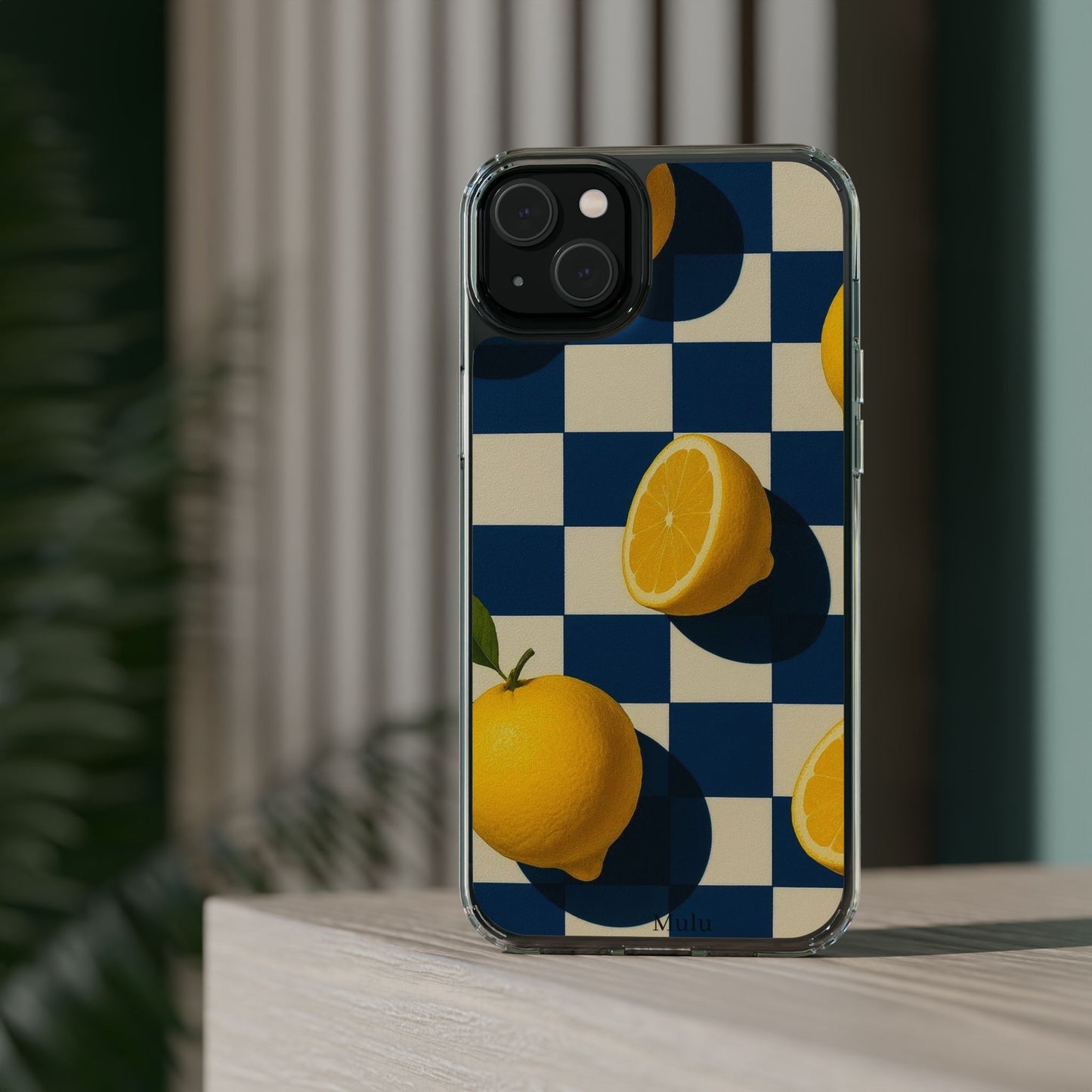 Clear Impact-Resistant Case — Retro Checkered Lemons Phone Case