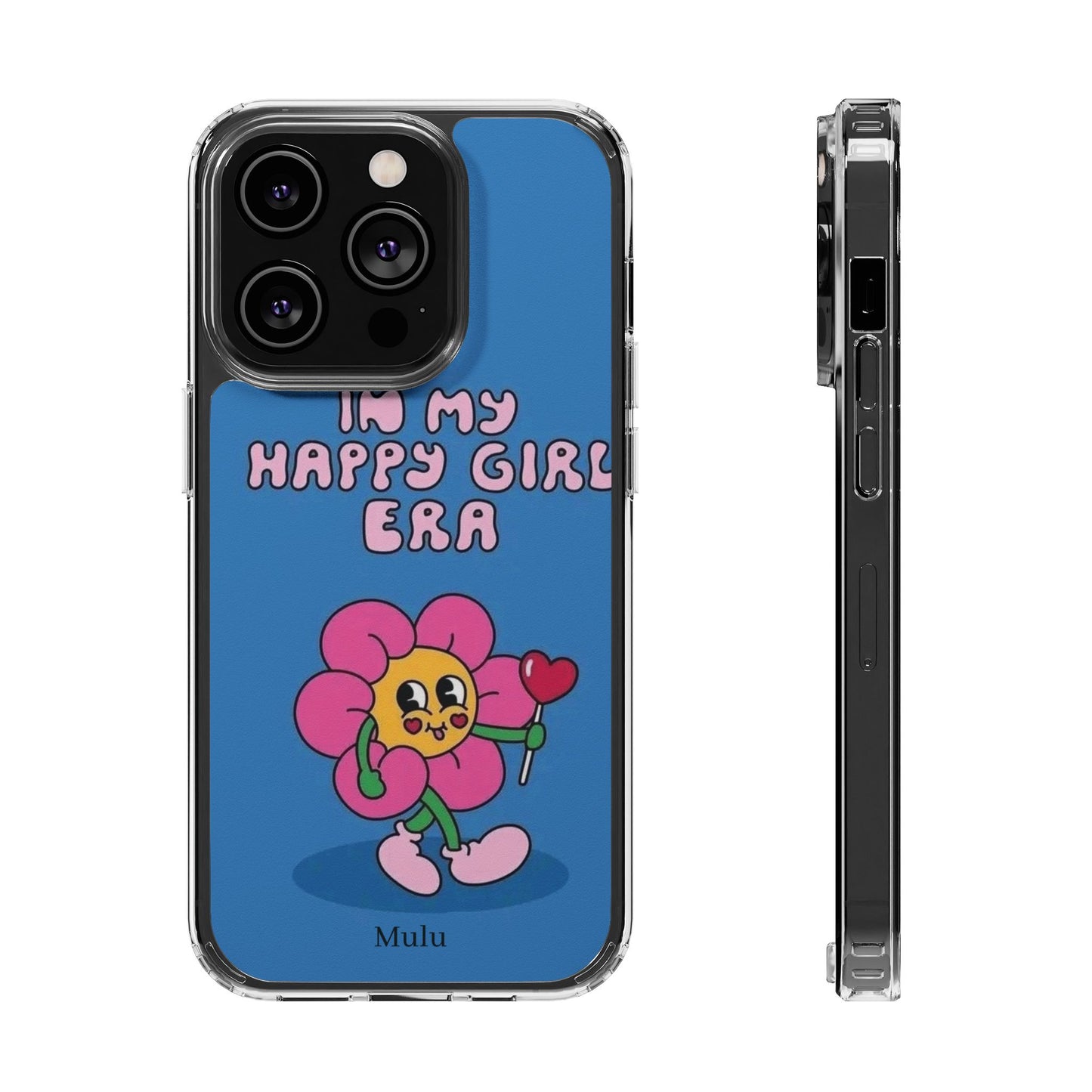 Clear Impact-Resistant Phone Case — “I’m My Happy Girl Era” Cute Flower Design
