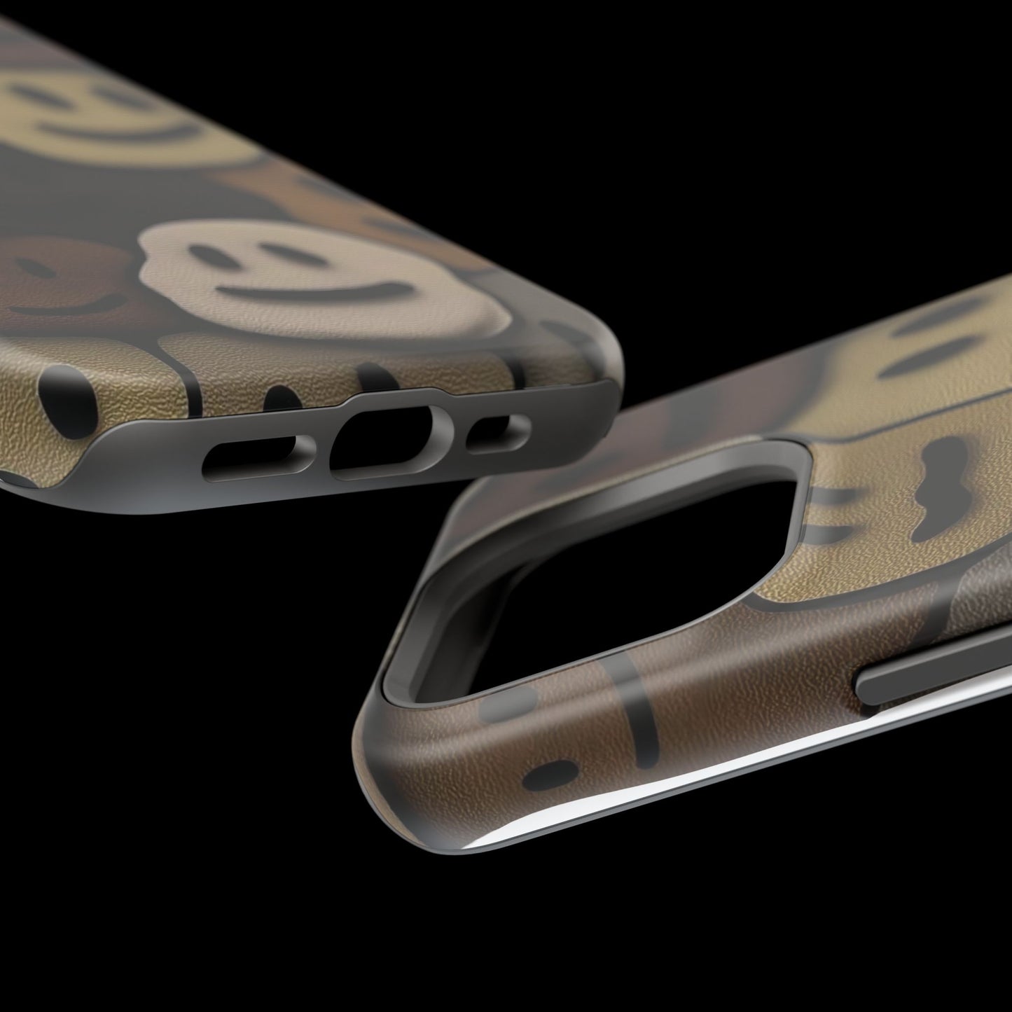 Magnetic Impact-Resistant Case — Brown Smiley Tile Phone Cover