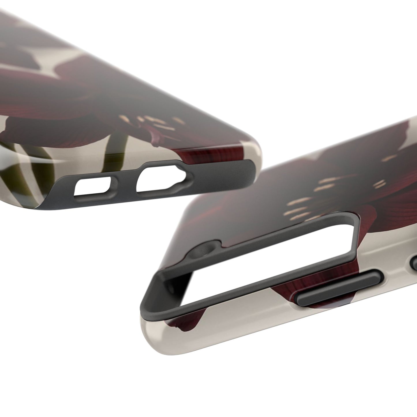 Amaryllis Noir Tough Phone Case — Dark Burgundy Floral Protective Cover