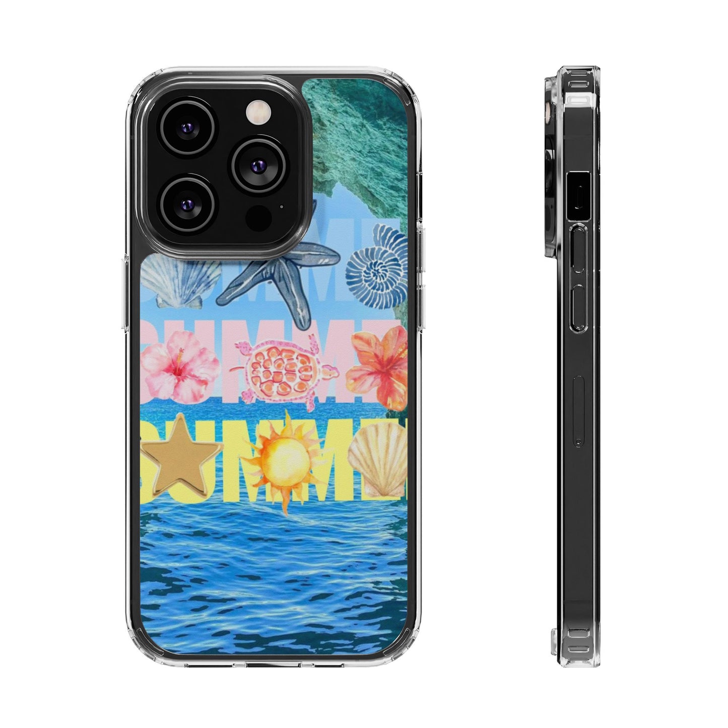 Clear Summer Beach Phone Case — Impact‑Resistant Tropical Design