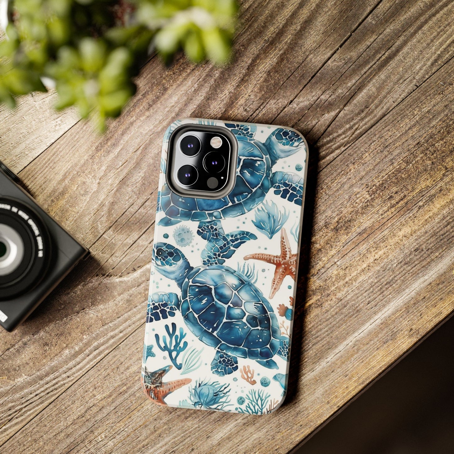 Sea Turtle Tough Phone Case — Blue Ocean Marine Life Protective Cover