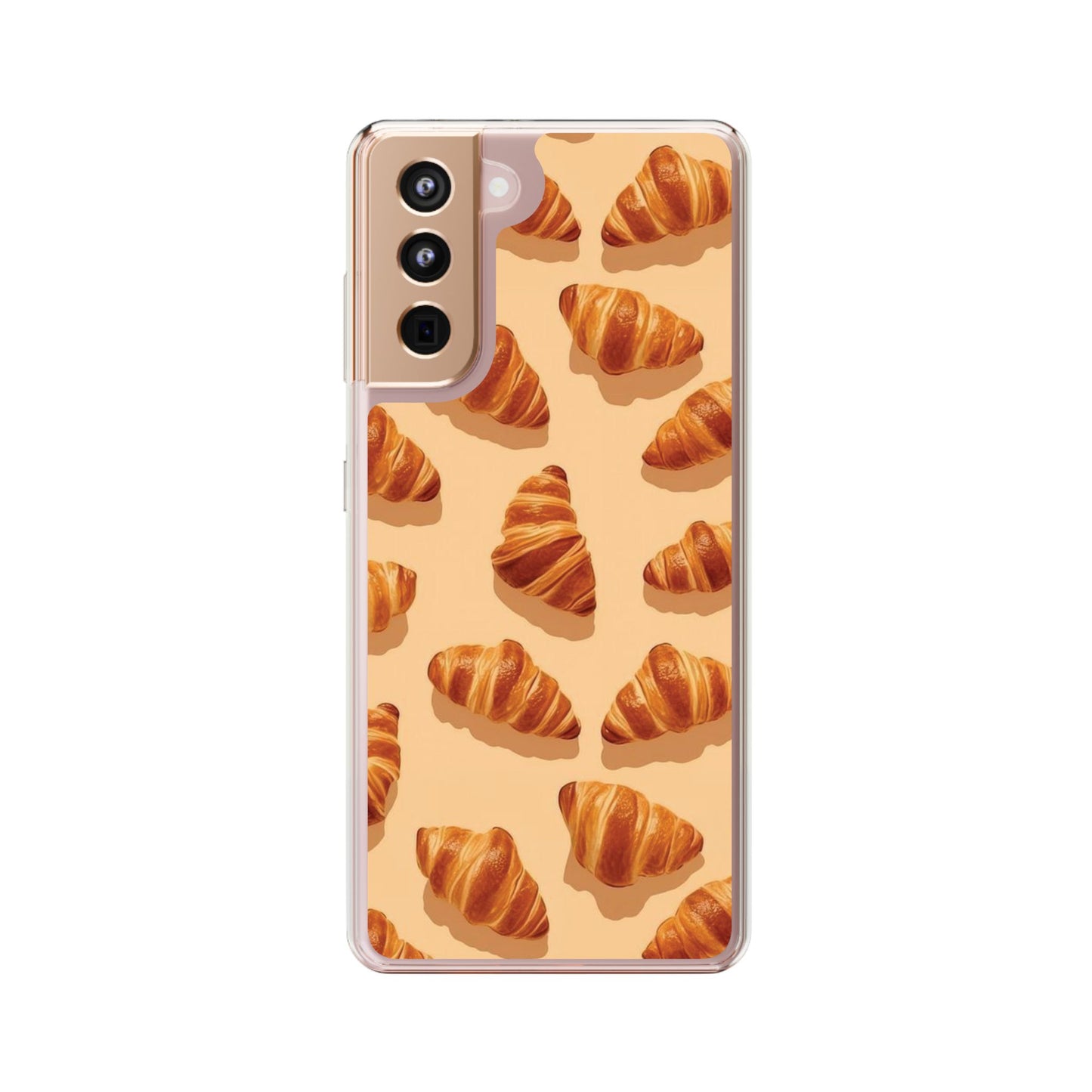 Croissant Pattern Clear Phone Case — Bakery-themed Transparent iPhone Cover