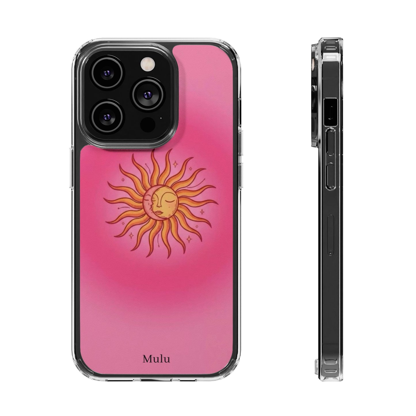 Pink Sun Phone Case — Radiant Sunburst Impact-Resistant Clear Case