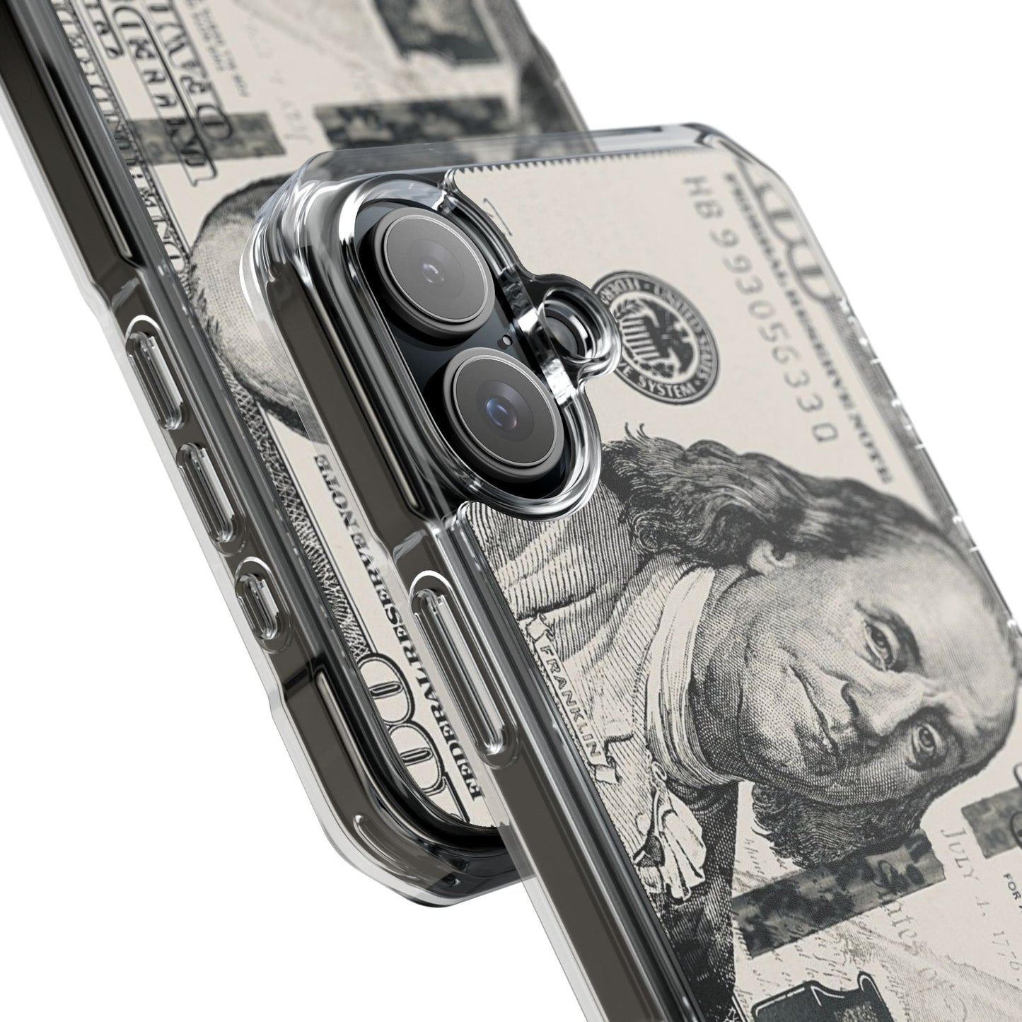 Clear Magnetic Phone Case — Hundred Dollar Bill Design