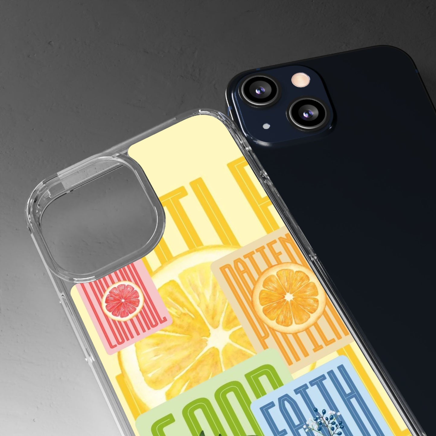 Clear Phone Case — Citrus Fruit Typography "Good Faith" Design