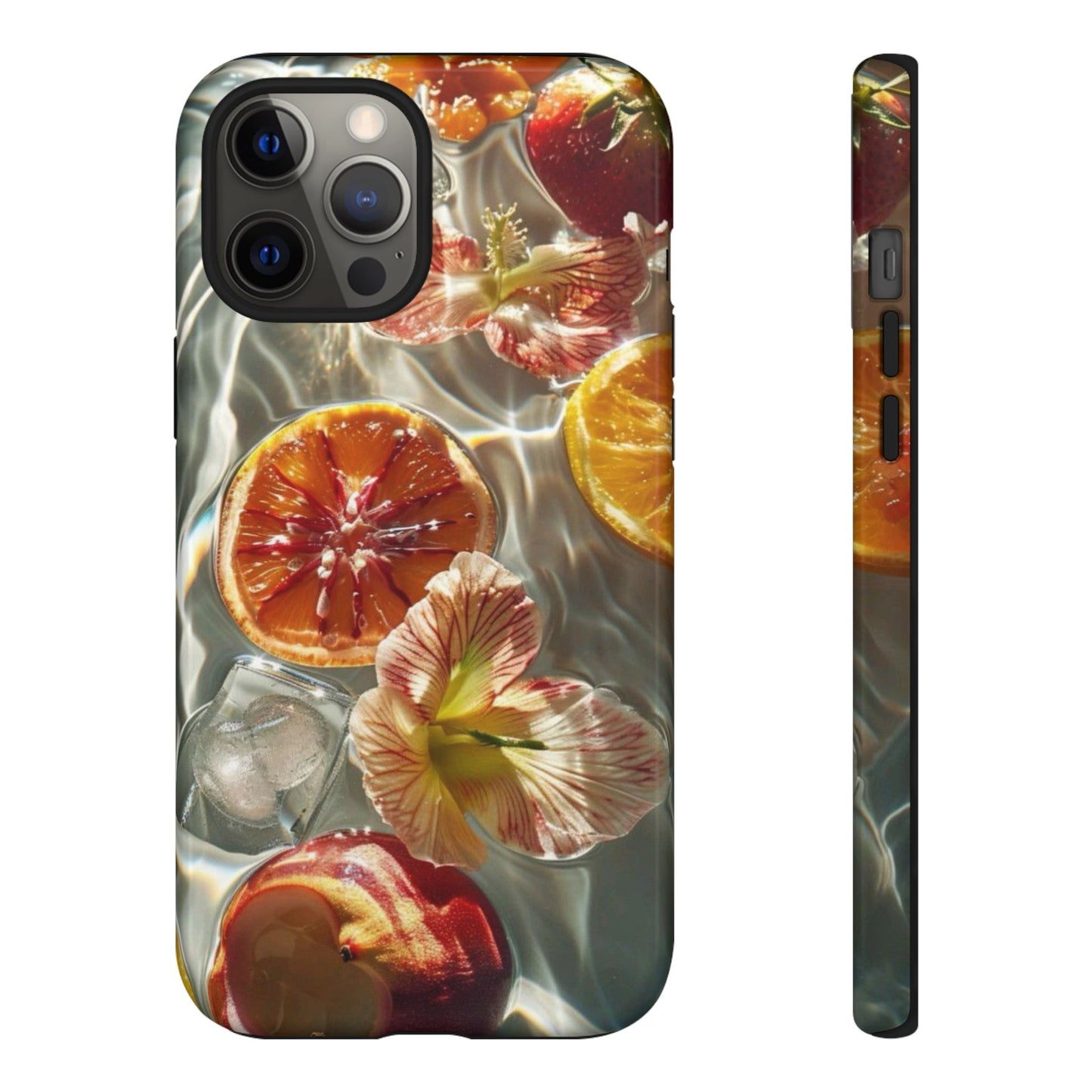 Citrus & Hibiscus Protective Phone Case – Summer Fruit Water Print Tough Case