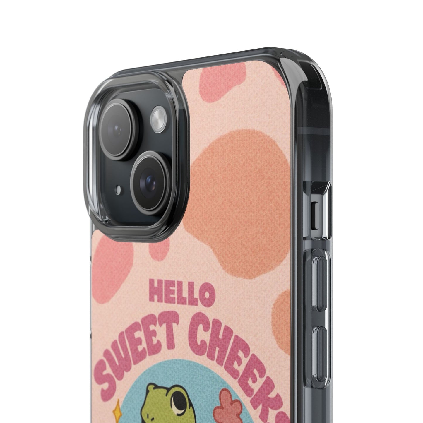 Clear Impact Phone Case — "Hello Sweet Cheeks" Retro Frog Design