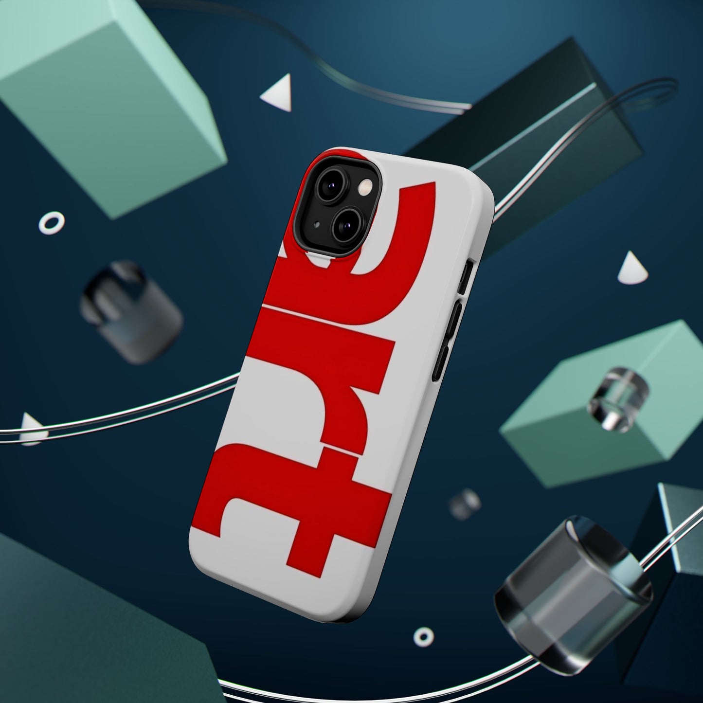 Magnetic Impact-Resistant Phone Case — Bold Red Typographic Design
