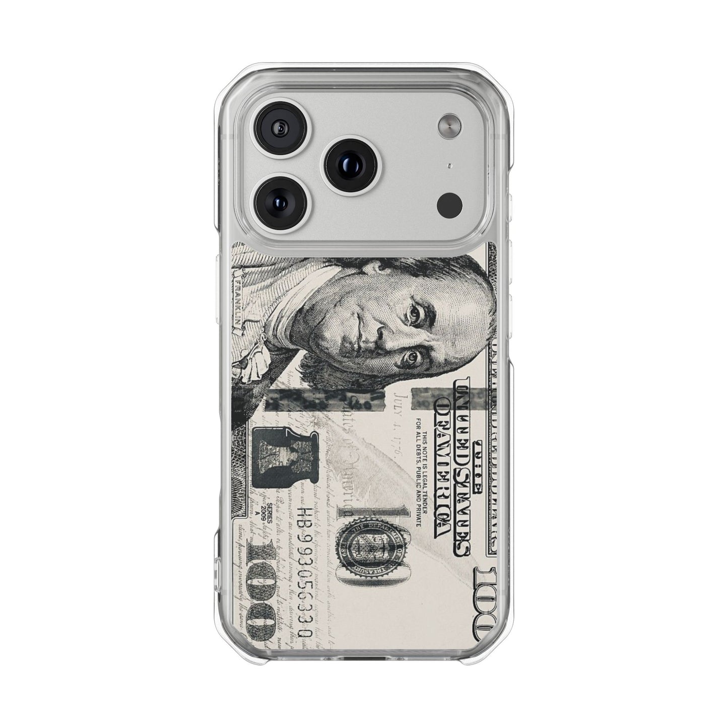 Clear Magnetic Phone Case — Hundred Dollar Bill Design