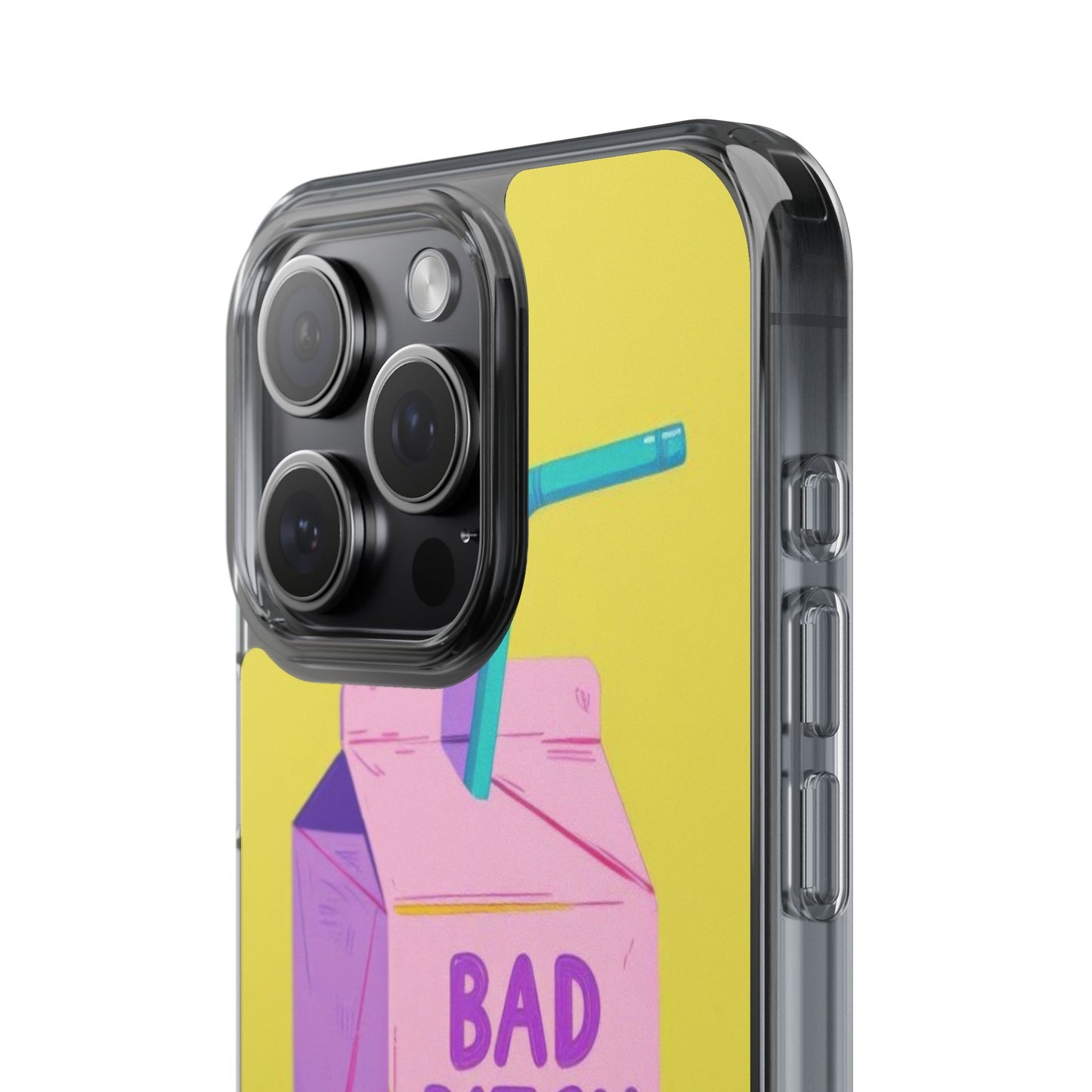 Clear Impact-Resistant Phone Case — "Bad Bitch Juice" Cartoon Juice Box Design