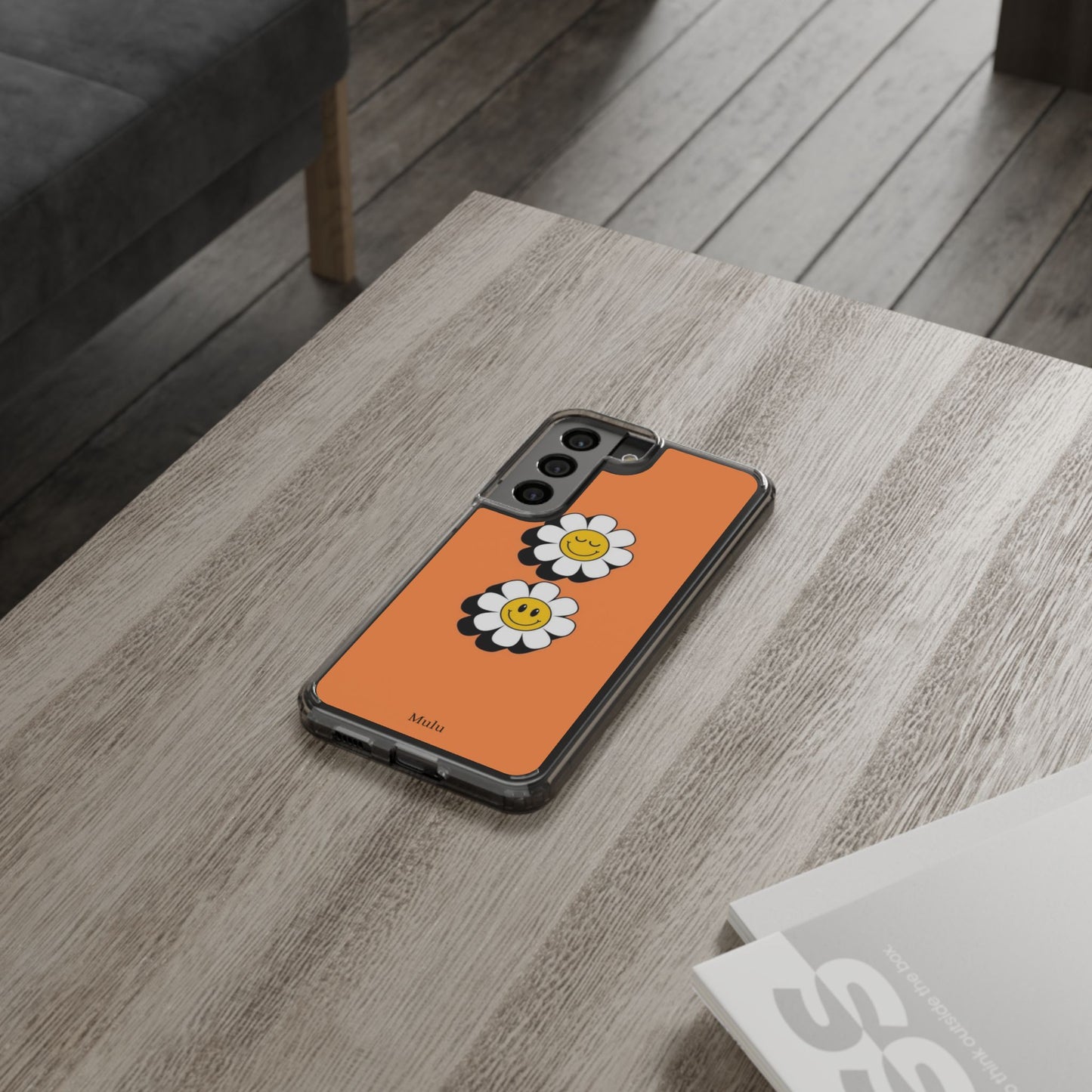 Phone Case — Orange Smiley Daisy Clear Impact‑Resistant Case