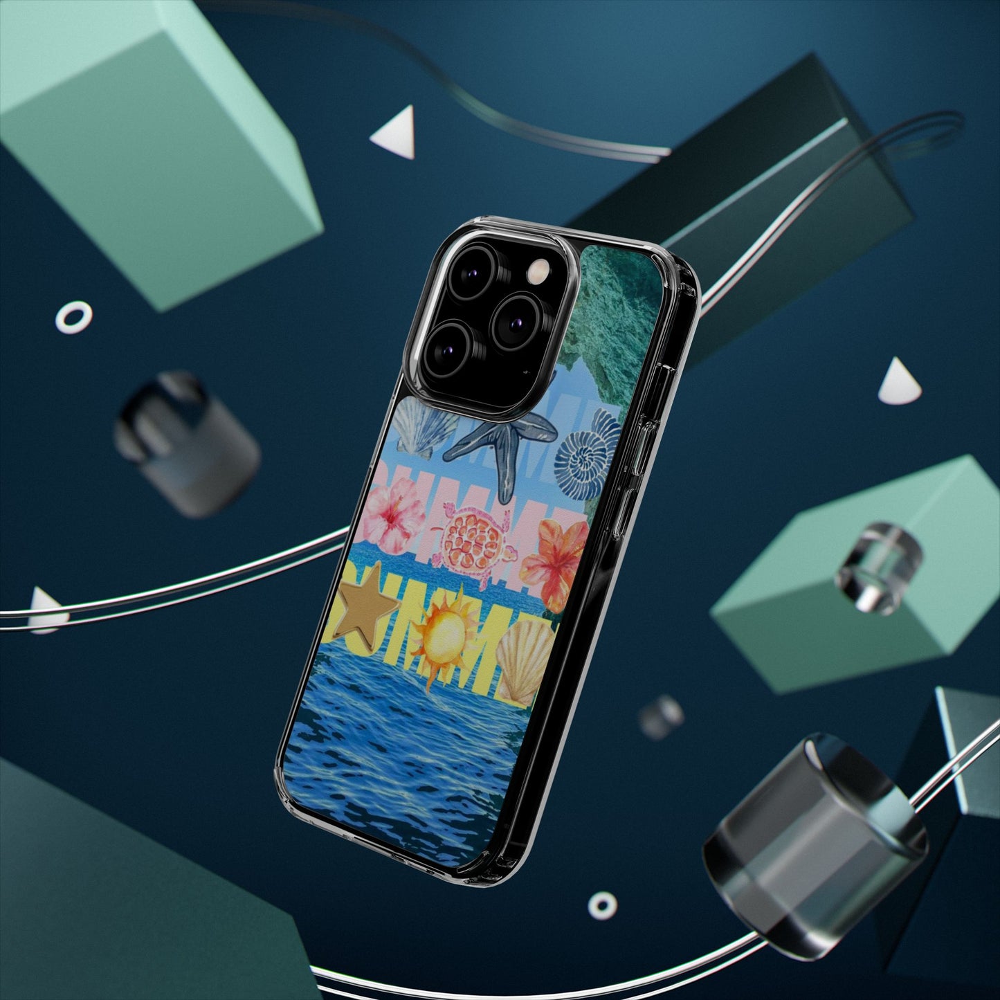 Clear Summer Beach Phone Case — Impact‑Resistant Tropical Design