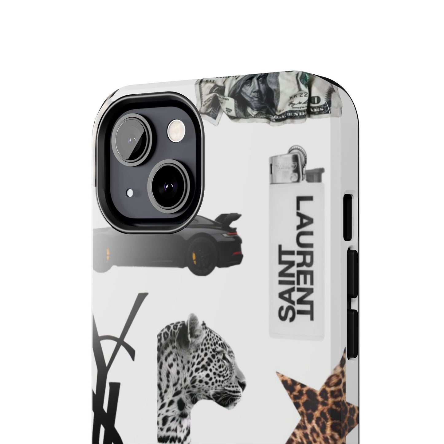Tough Phone Case — Luxe Fashion Collage with Leopard, Martini & Kiss Print