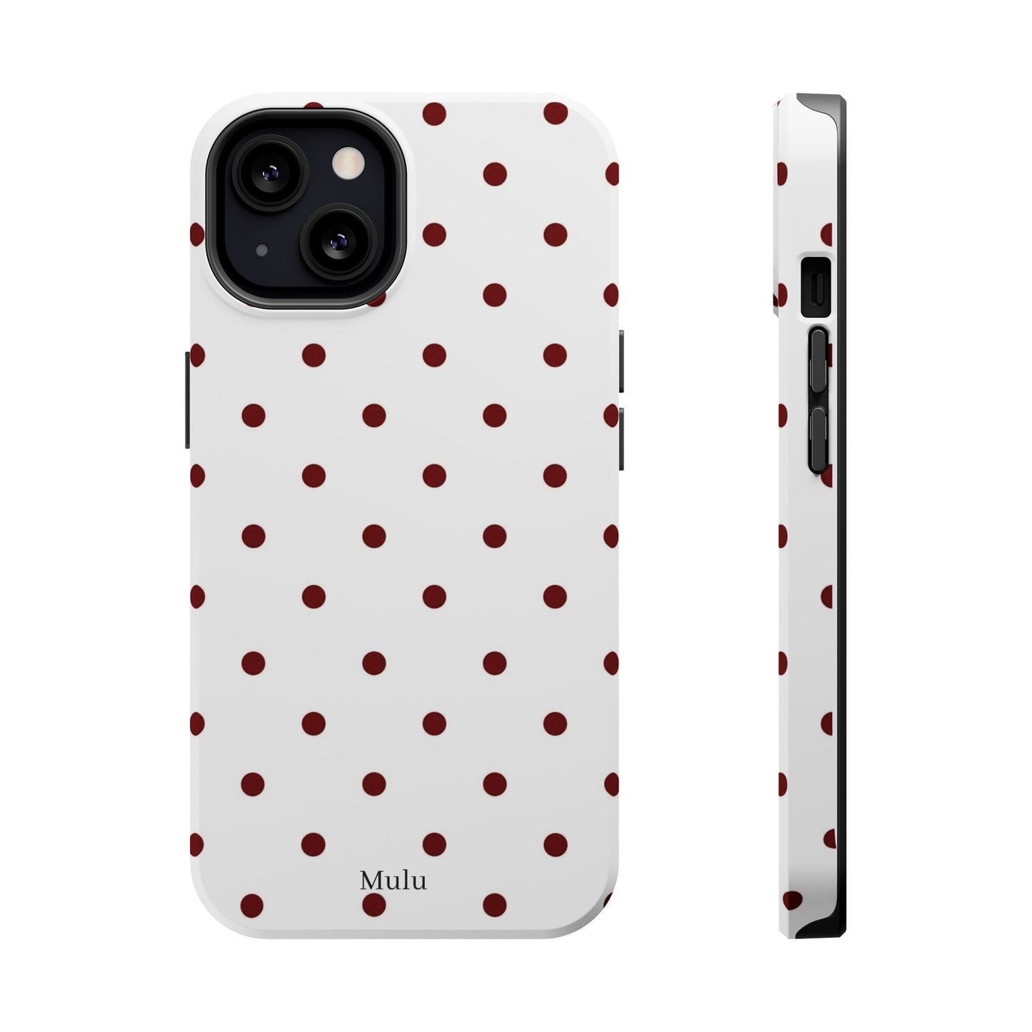Polka Dot Magnetic Impact-Resistant Phone Case — Red Dots on White